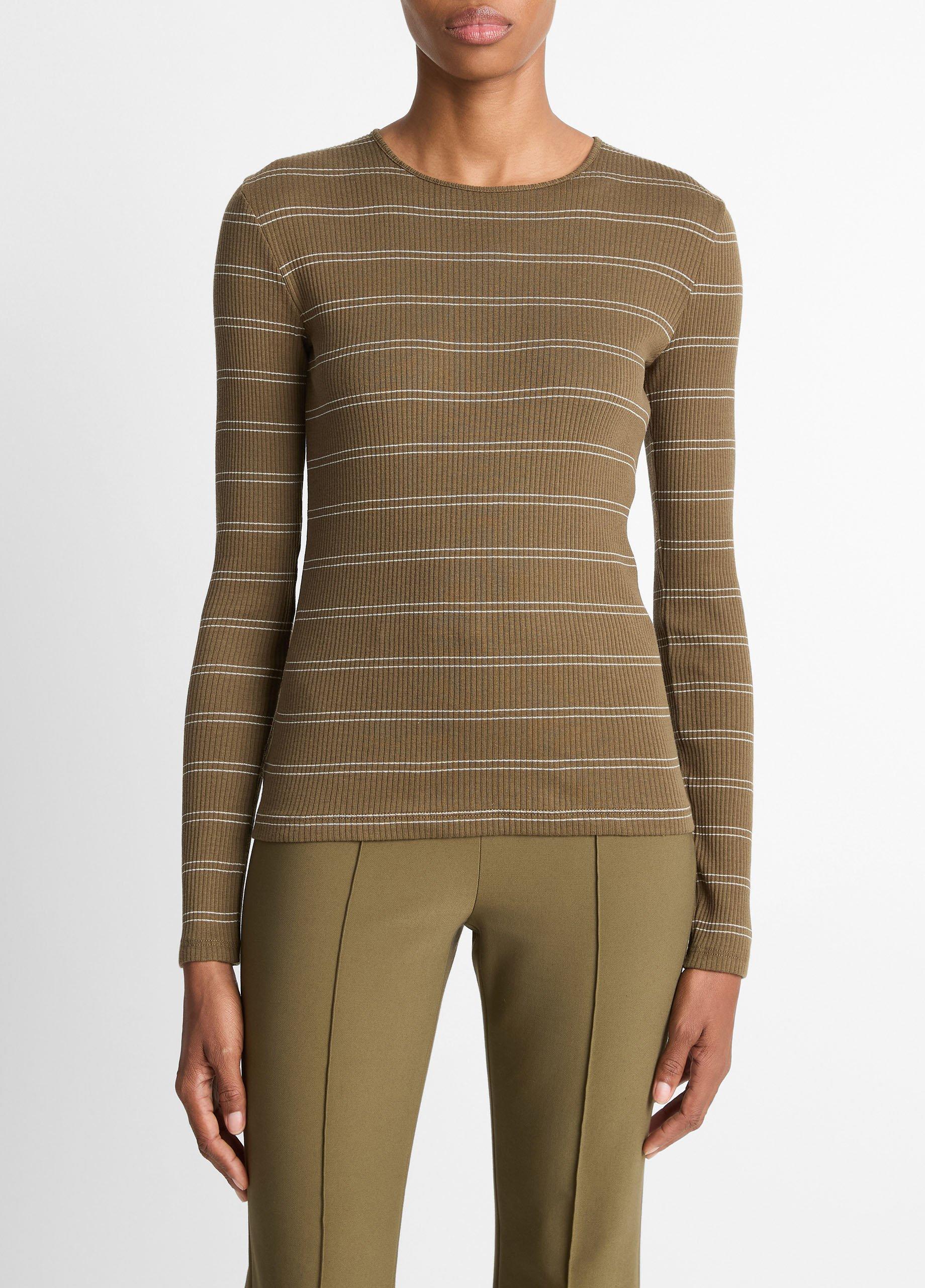 Striped Ribbed Pima Cotton Long-Sleeve T-Shirt image number 0