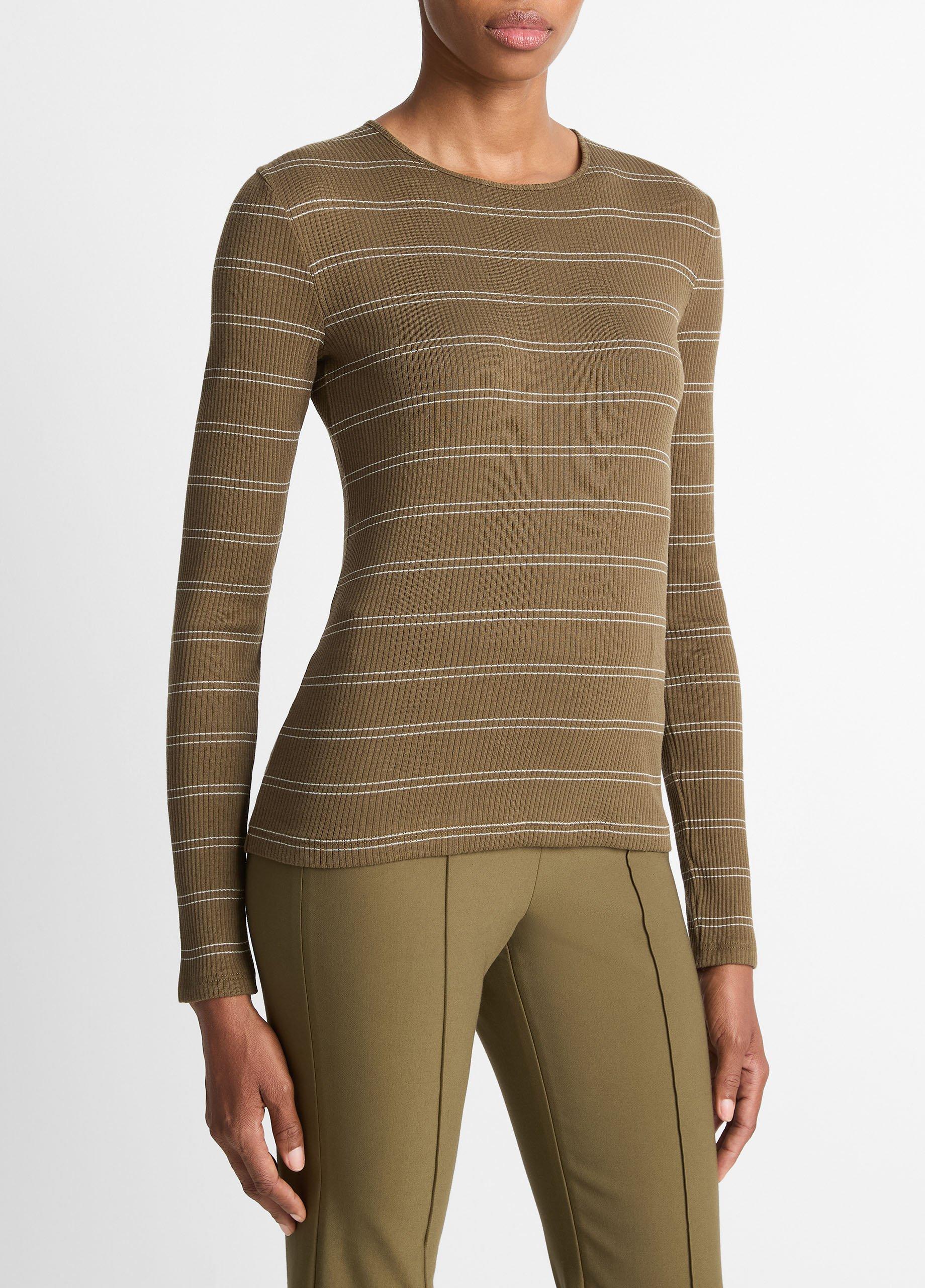 Striped Ribbed Pima Cotton Long-Sleeve T-Shirt image number 1