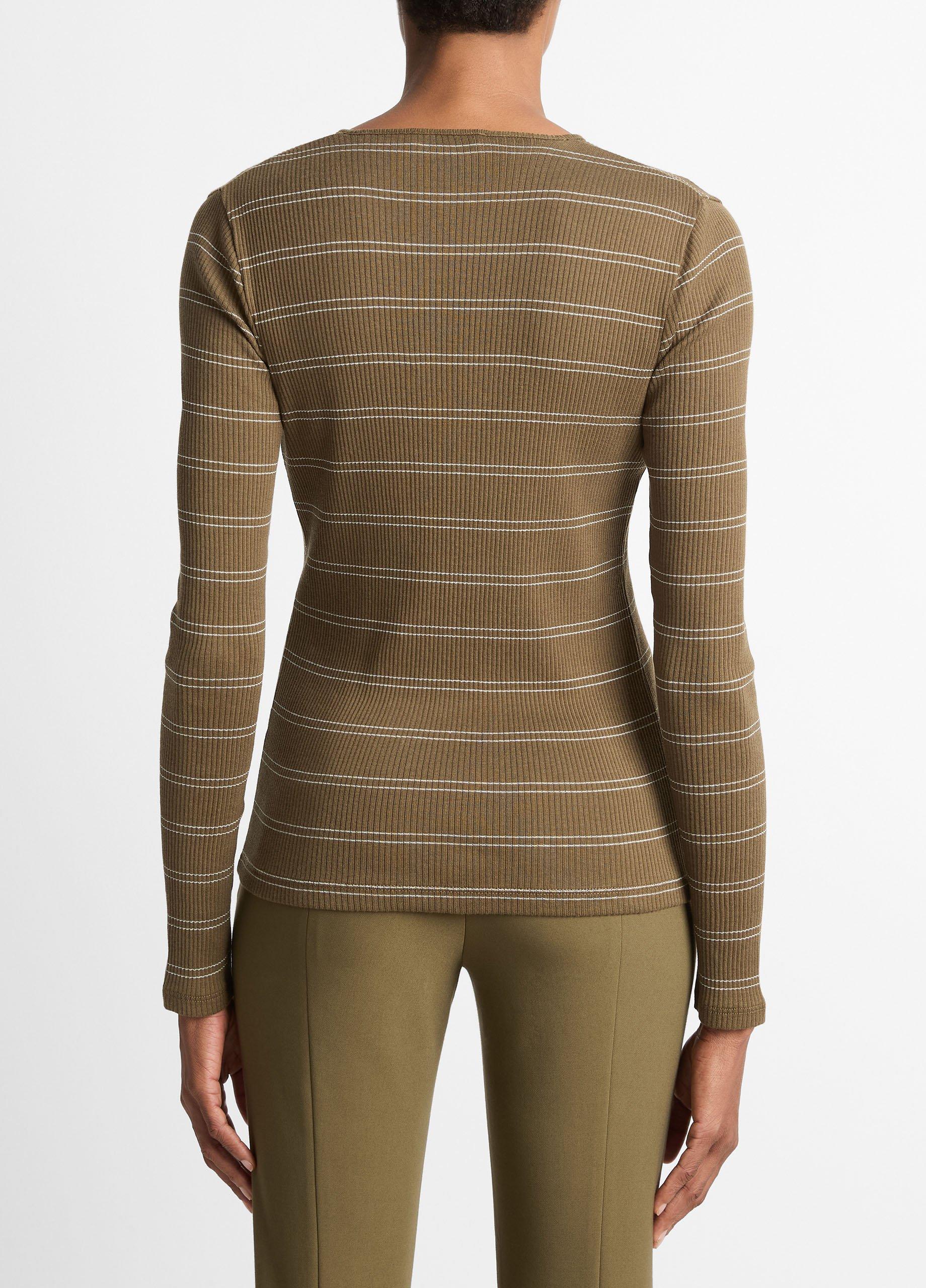 Striped Ribbed Pima Cotton Long-Sleeve T-Shirt image number 2