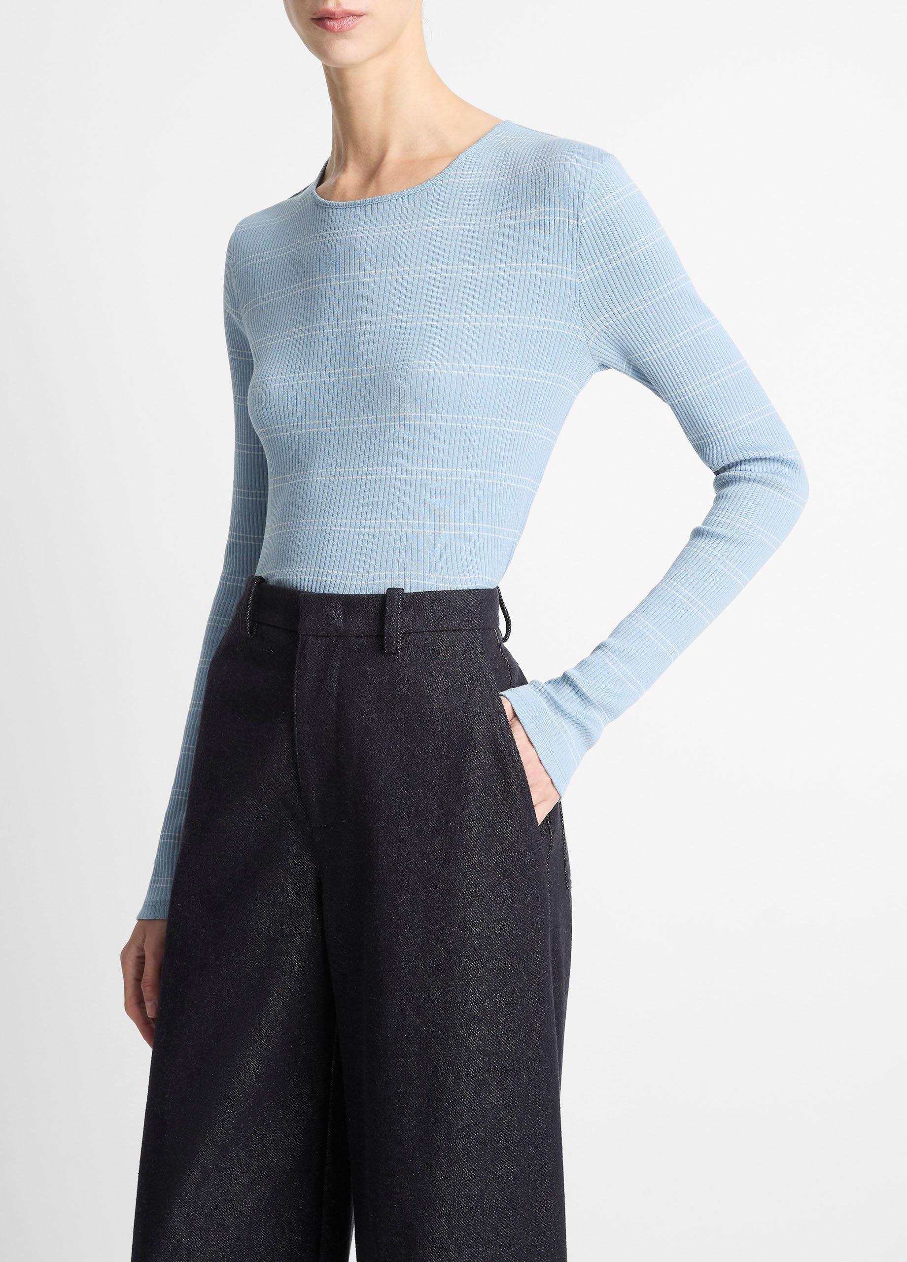 Striped Ribbed Pima Cotton Long-Sleeve T-Shirt image number 1