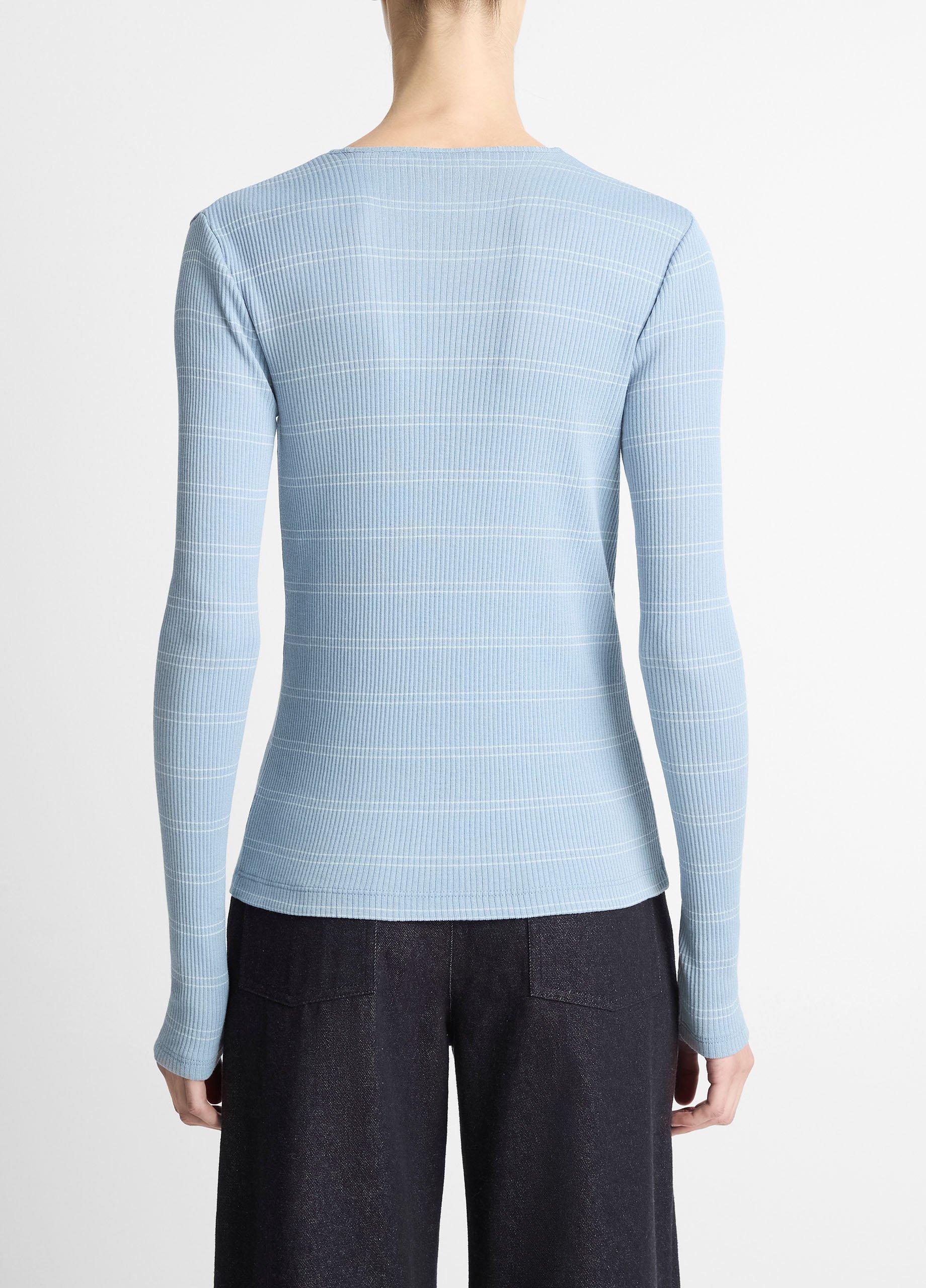 Striped Ribbed Pima Cotton Long-Sleeve T-Shirt image number 2