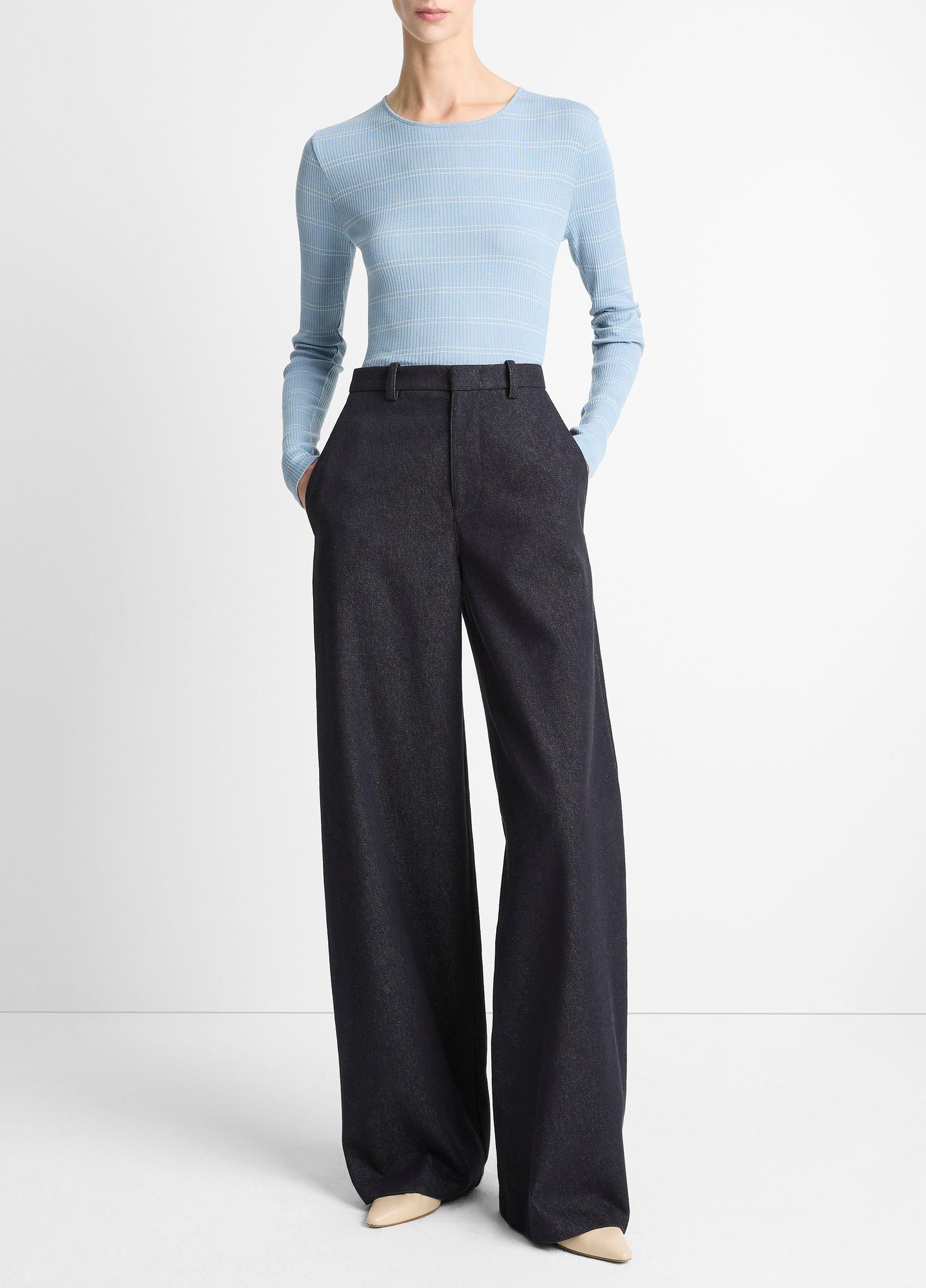 Striped Ribbed Pima Cotton Long-Sleeve T-Shirt image number 3