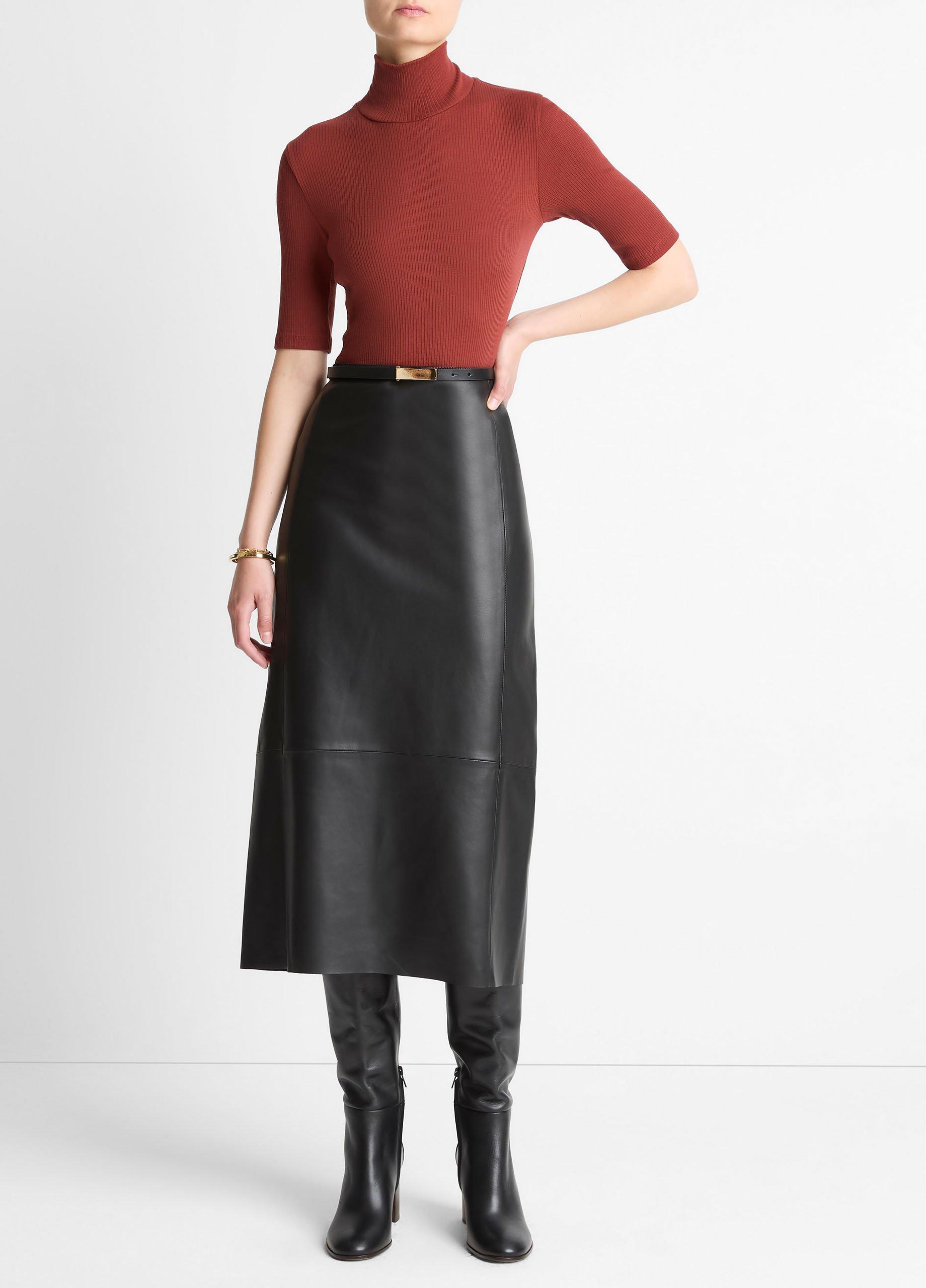 Ribbed Cotton Elbow-Sleeve Turtleneck Top image number 3