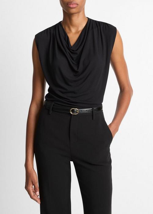 Jersey Draped Cowl-Neck Top