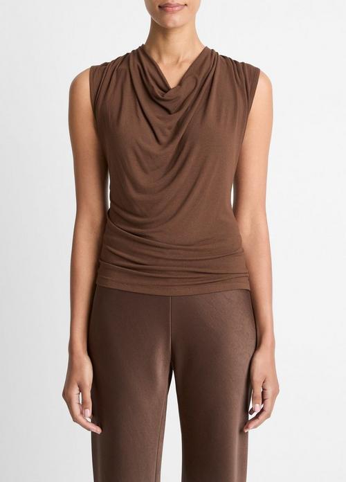 Jersey Draped Cowl-Neck Top