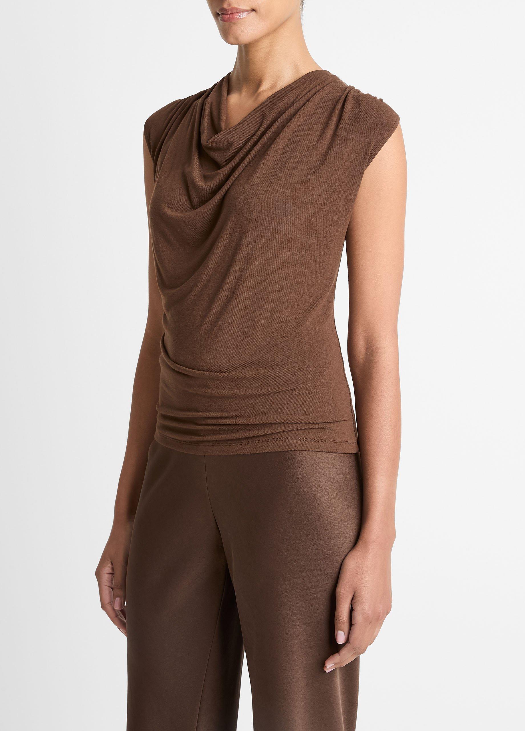 Jersey Draped Cowl-Neck Top image number 1