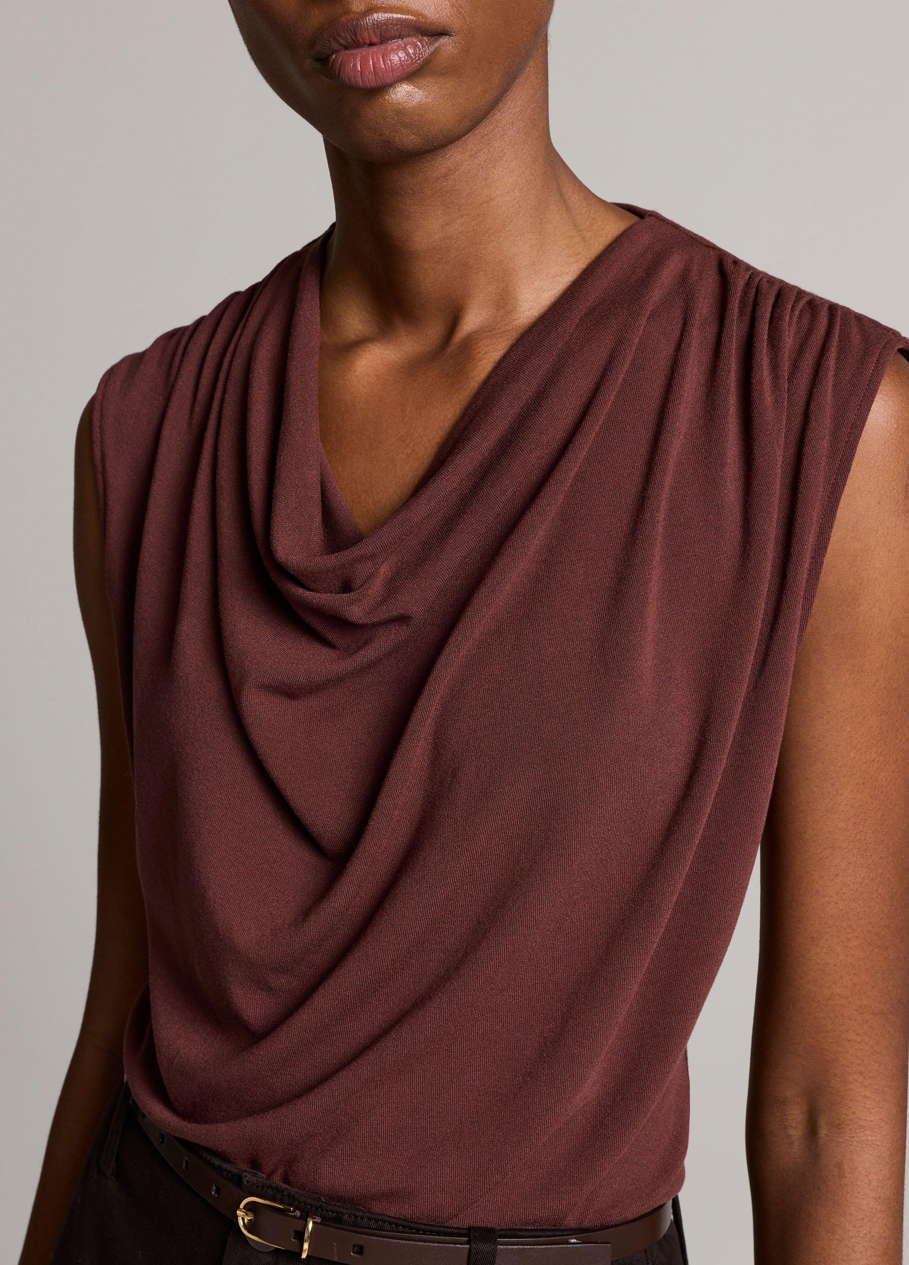 Jersey Draped Cowl-Neck Top image number 1