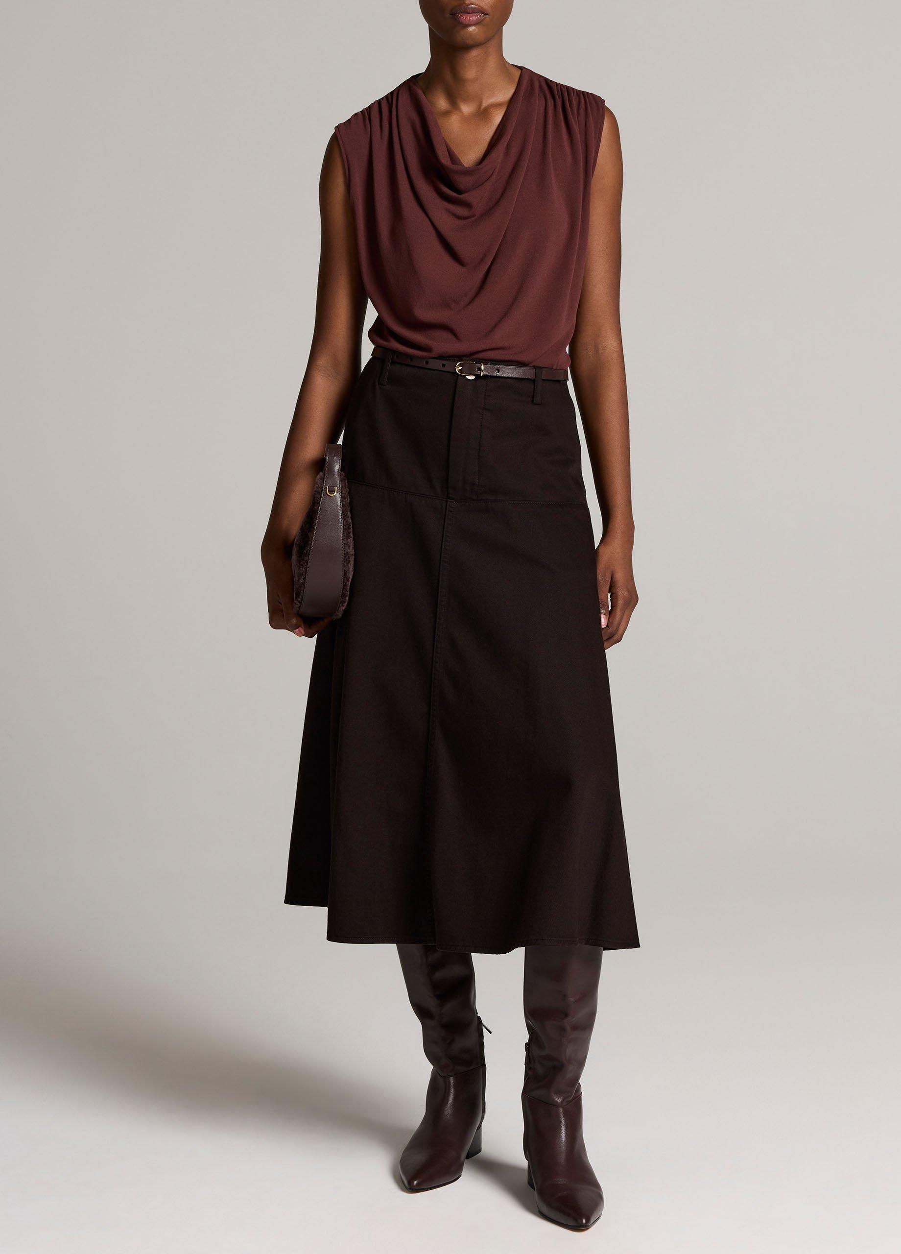 Jersey Draped Cowl-Neck Top image number 3