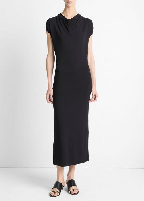 Jersey Draped Cowl-Neck Dress