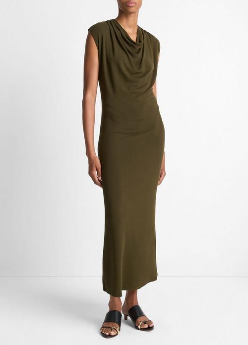 Jersey Draped Cowl-Neck Dress