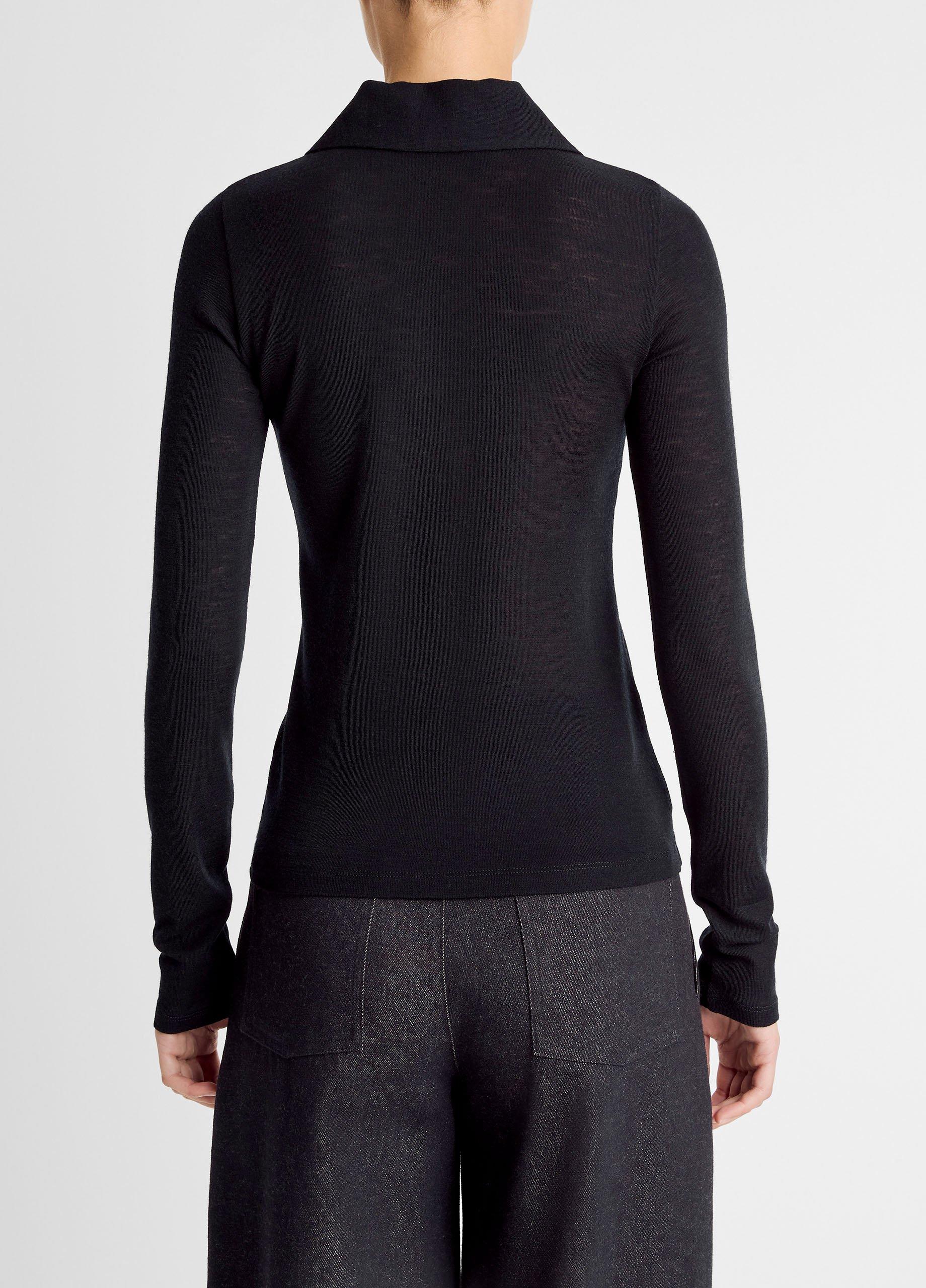 Wool Long-Sleeve Polo Top image number 2