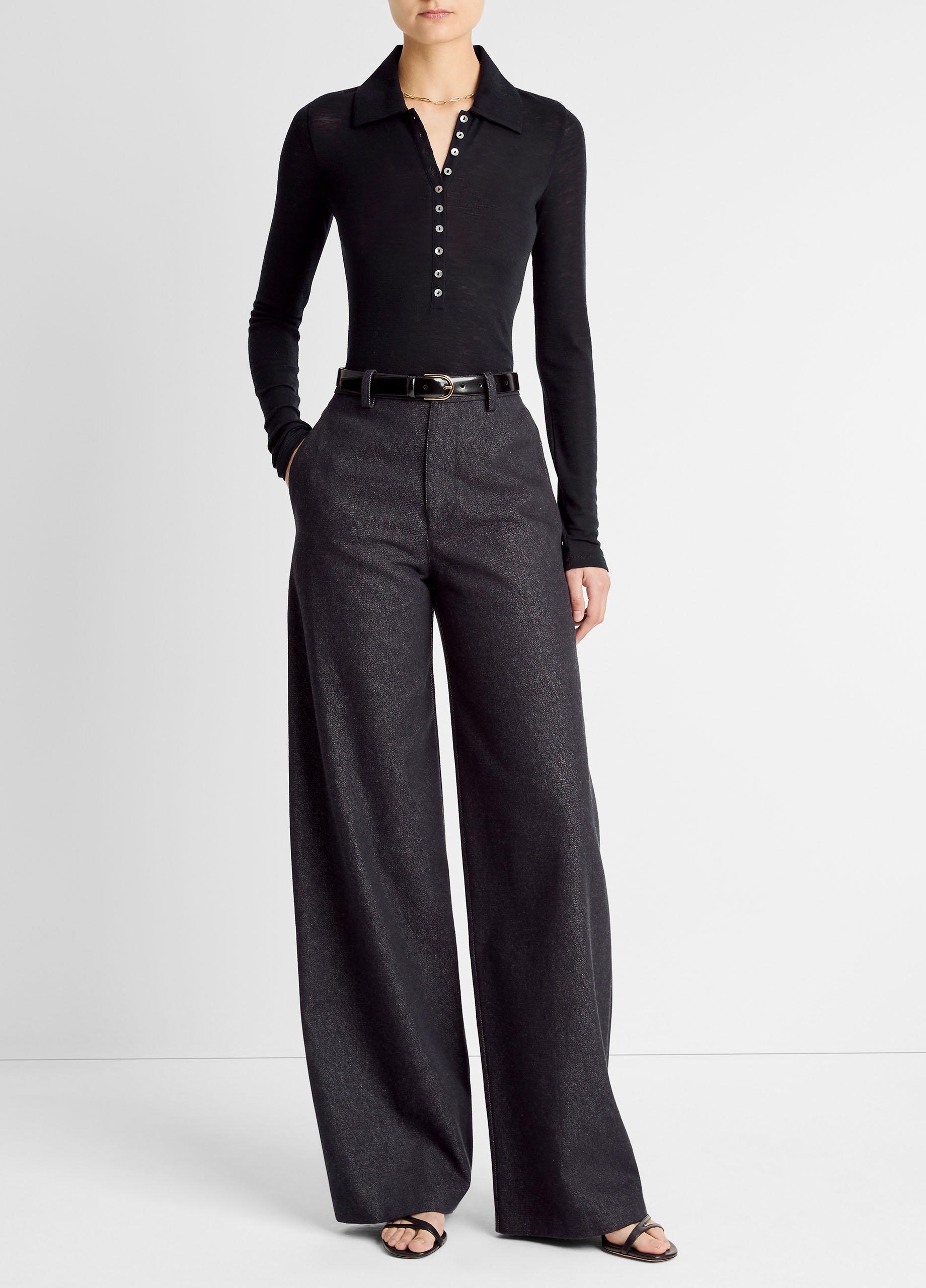 Wool Long-Sleeve Polo Top image number 3