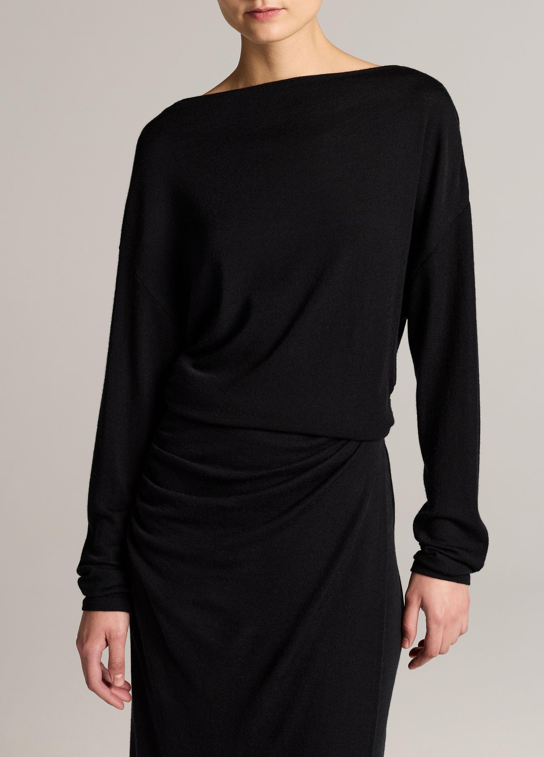 Draped Wool-Blend Slash-Neck Top image number 0