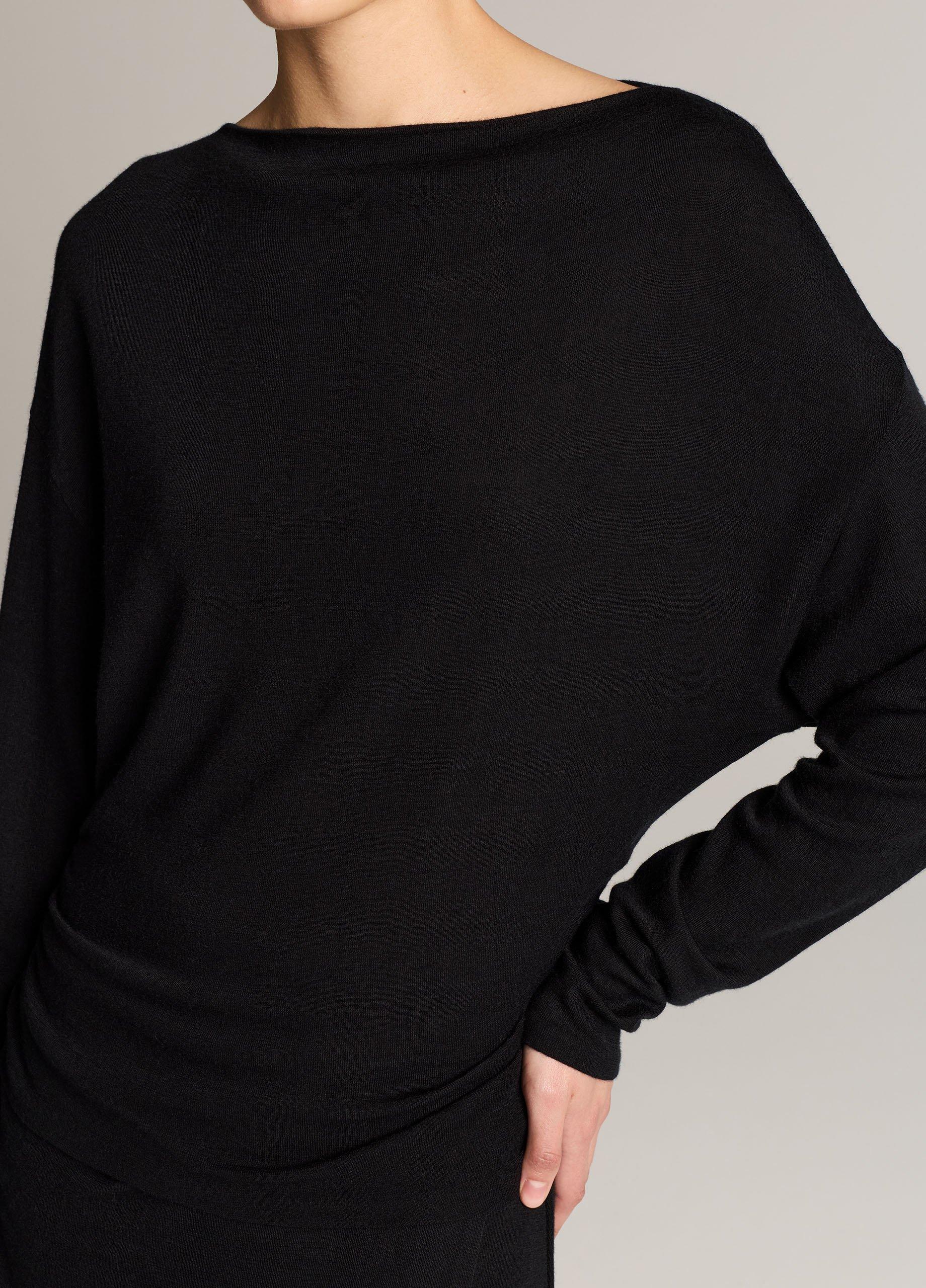 Draped Wool-Blend Slash-Neck Top image number 1