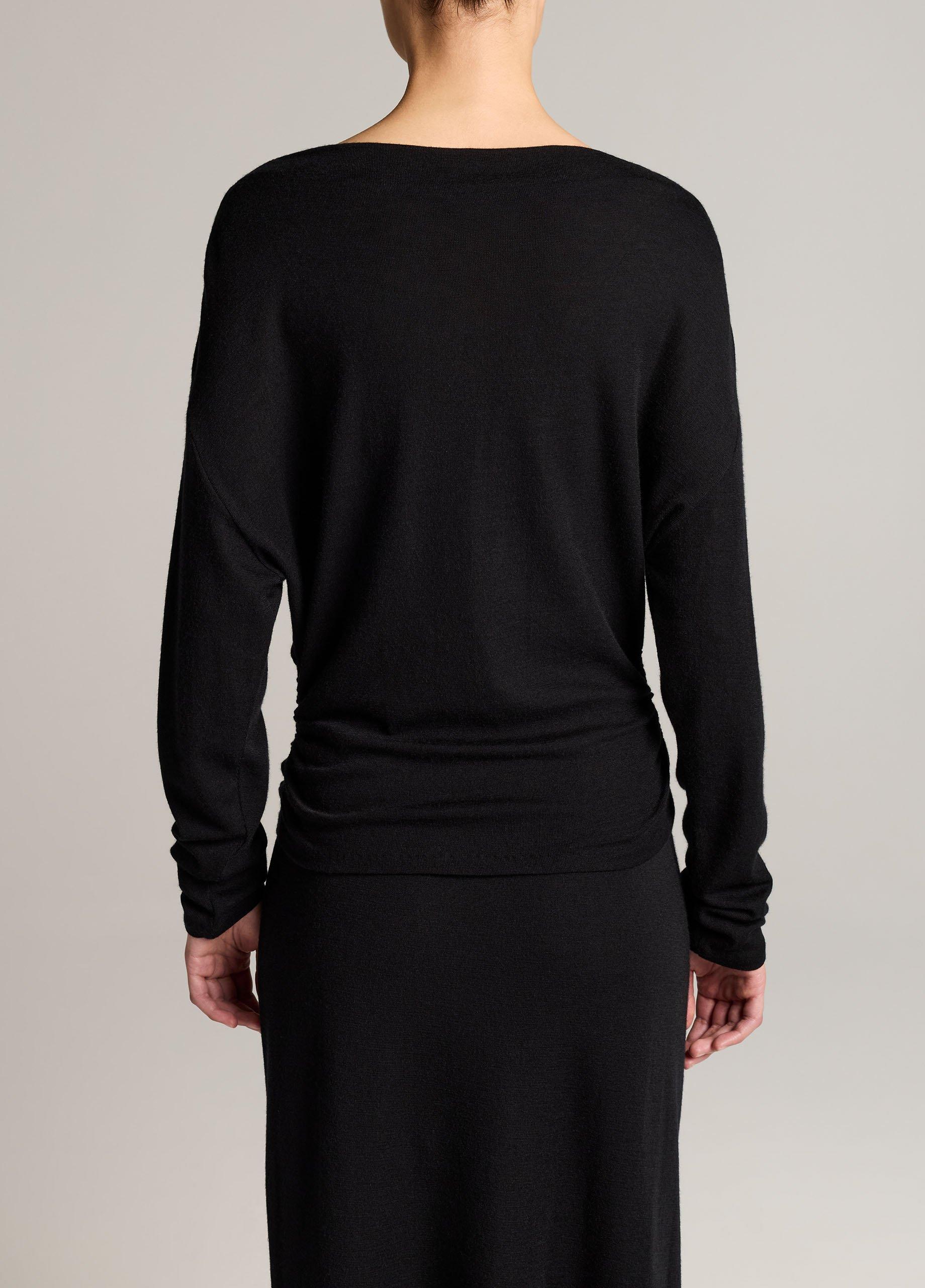 Draped Wool-Blend Slash-Neck Top image number 2