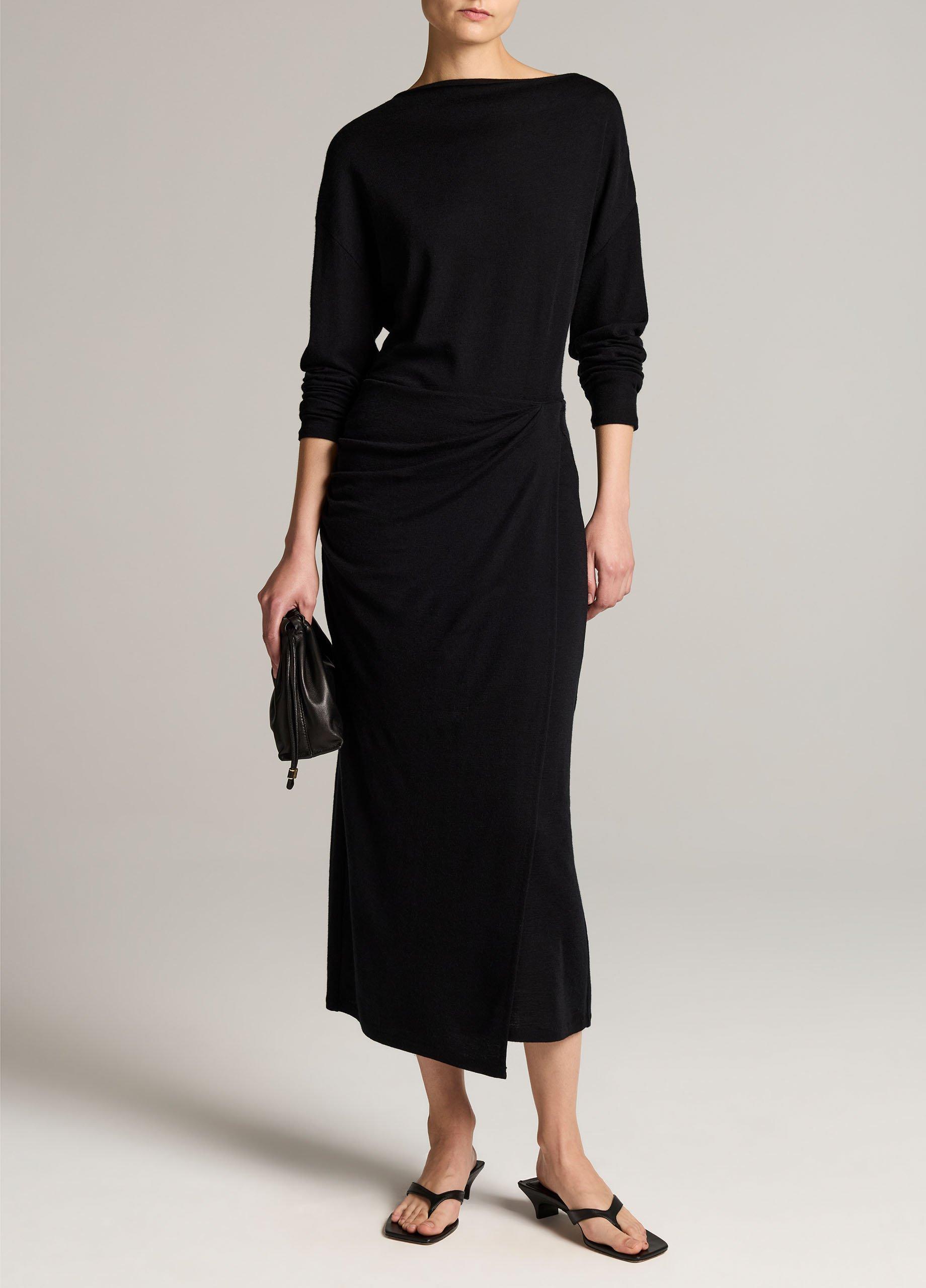 Draped-Waist Wool-Blend Midi Skirt image number 0