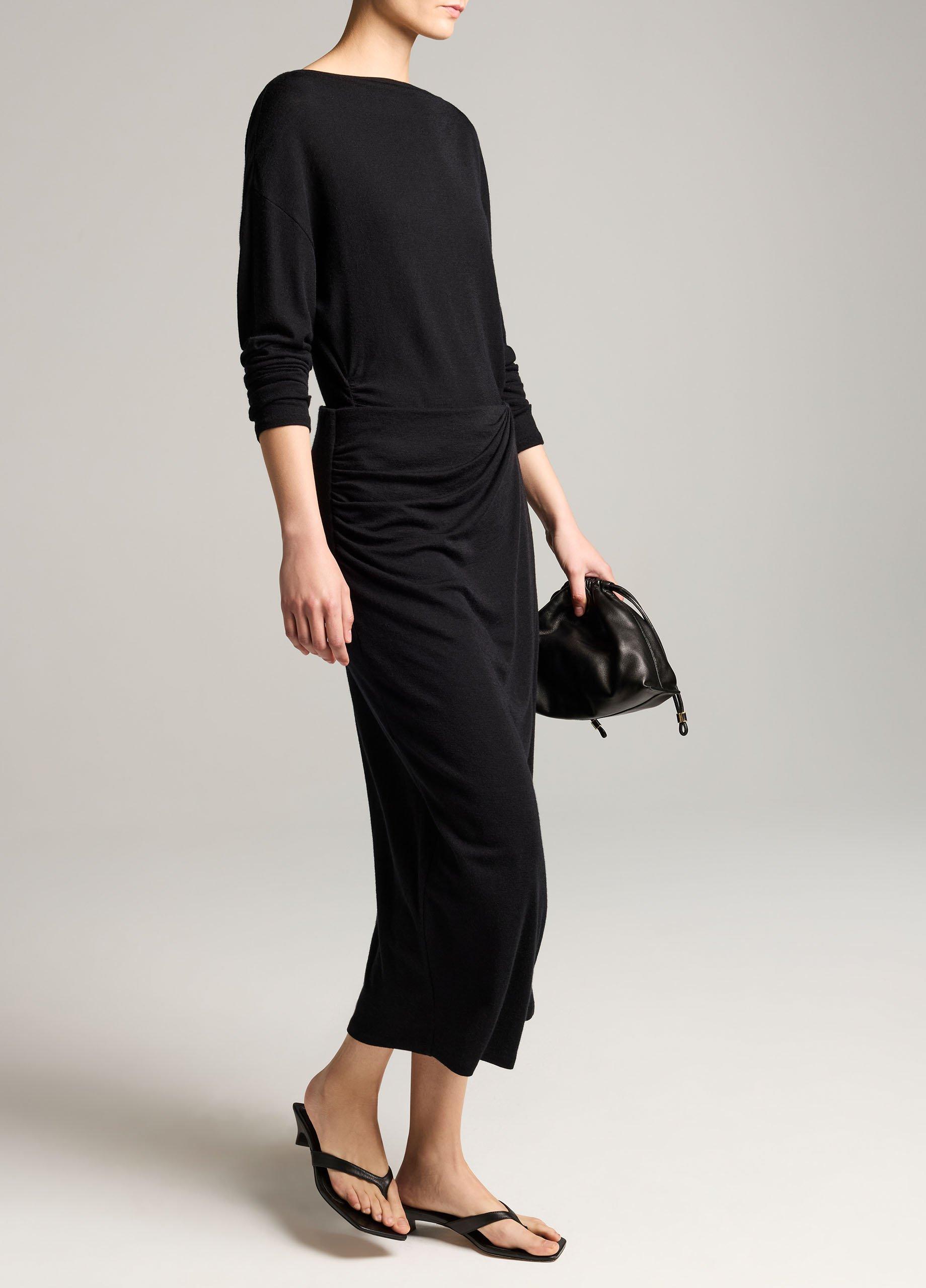 Draped-Waist Wool-Blend Midi Skirt image number 1