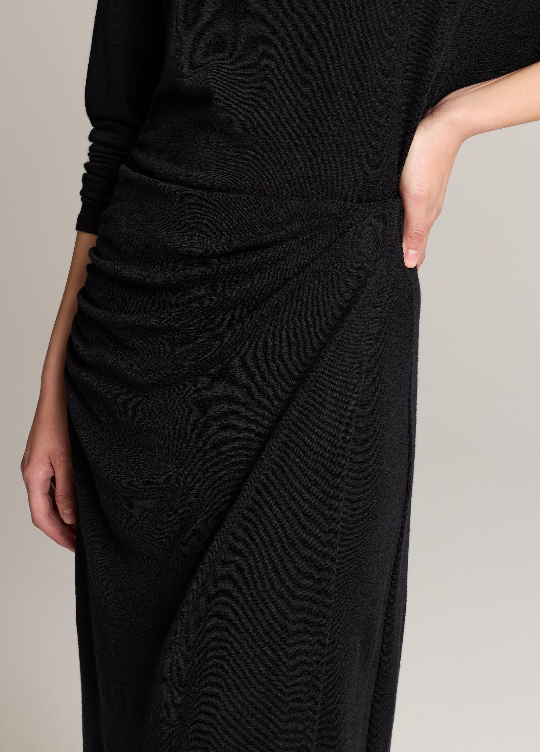 Draped-Waist Wool-Blend Midi Skirt image number 3