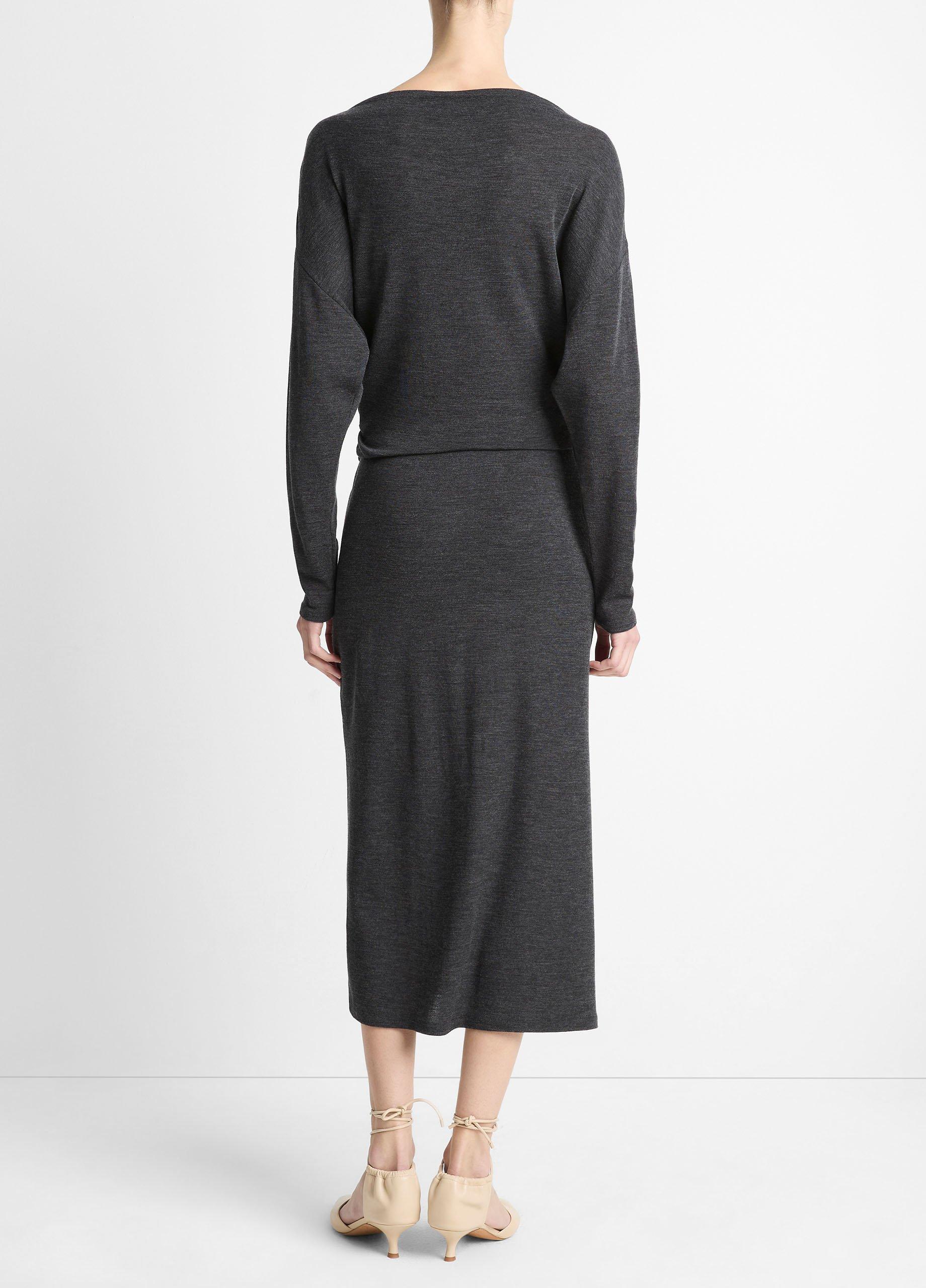 Draped-Waist Wool-Blend Midi Skirt image number 2