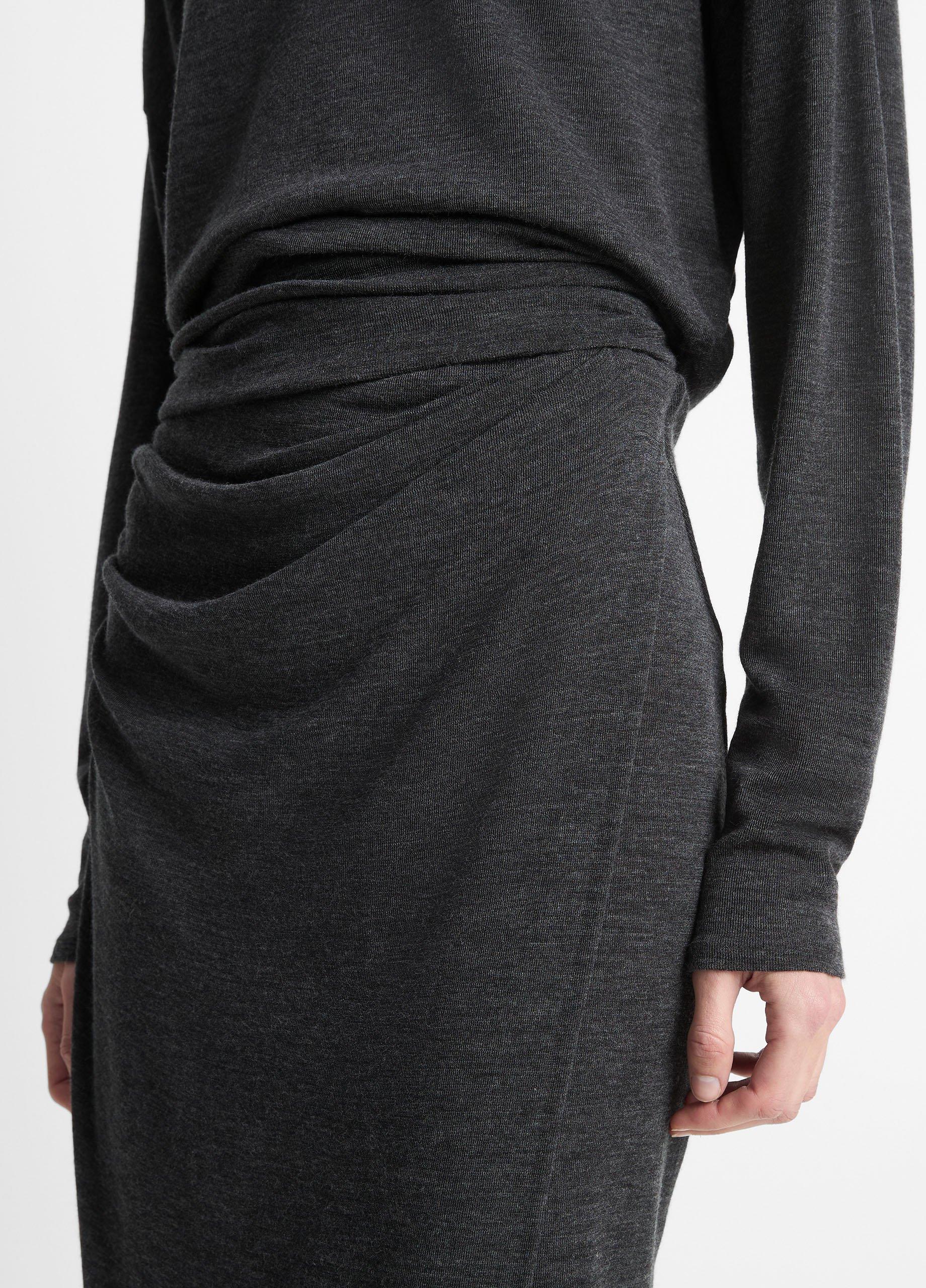 Draped-Waist Wool-Blend Midi Skirt image number 3