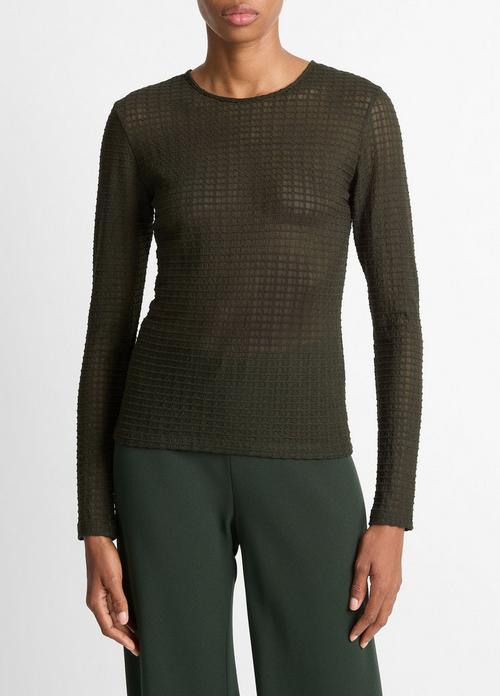 Shadow Grid Long-Sleeve Top