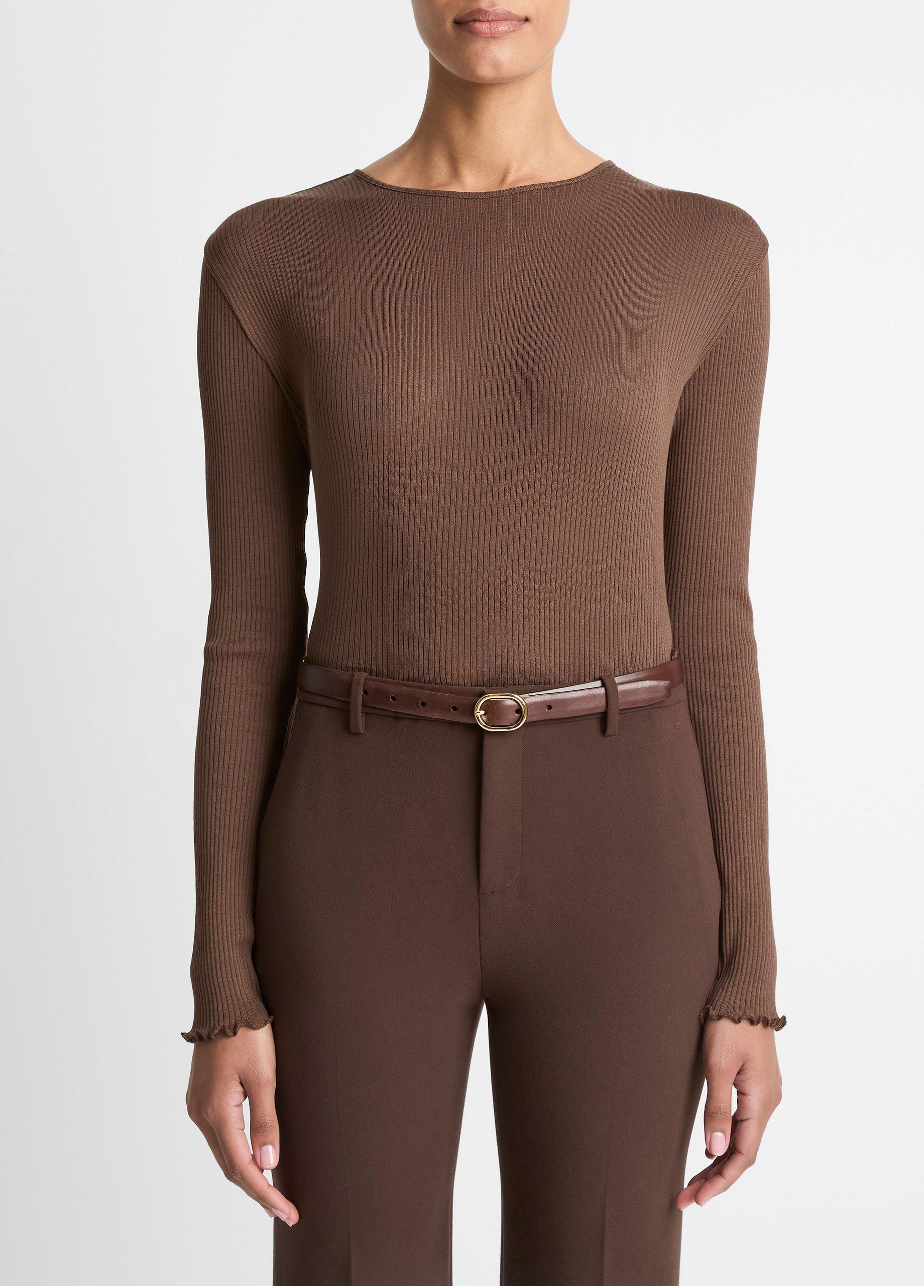 Ruffled-Edge Pima Cotton Long-Sleeve T-Shirt image number 0