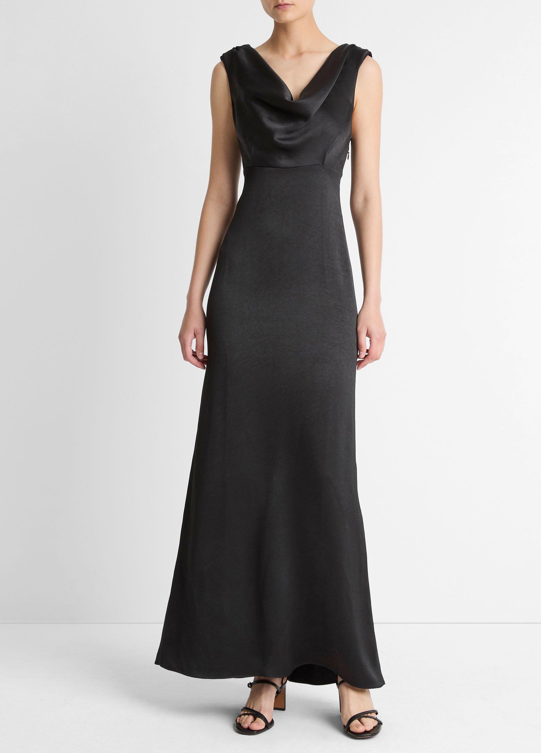 Satin Draped Cowl-Neck Maxi Dress image number 0