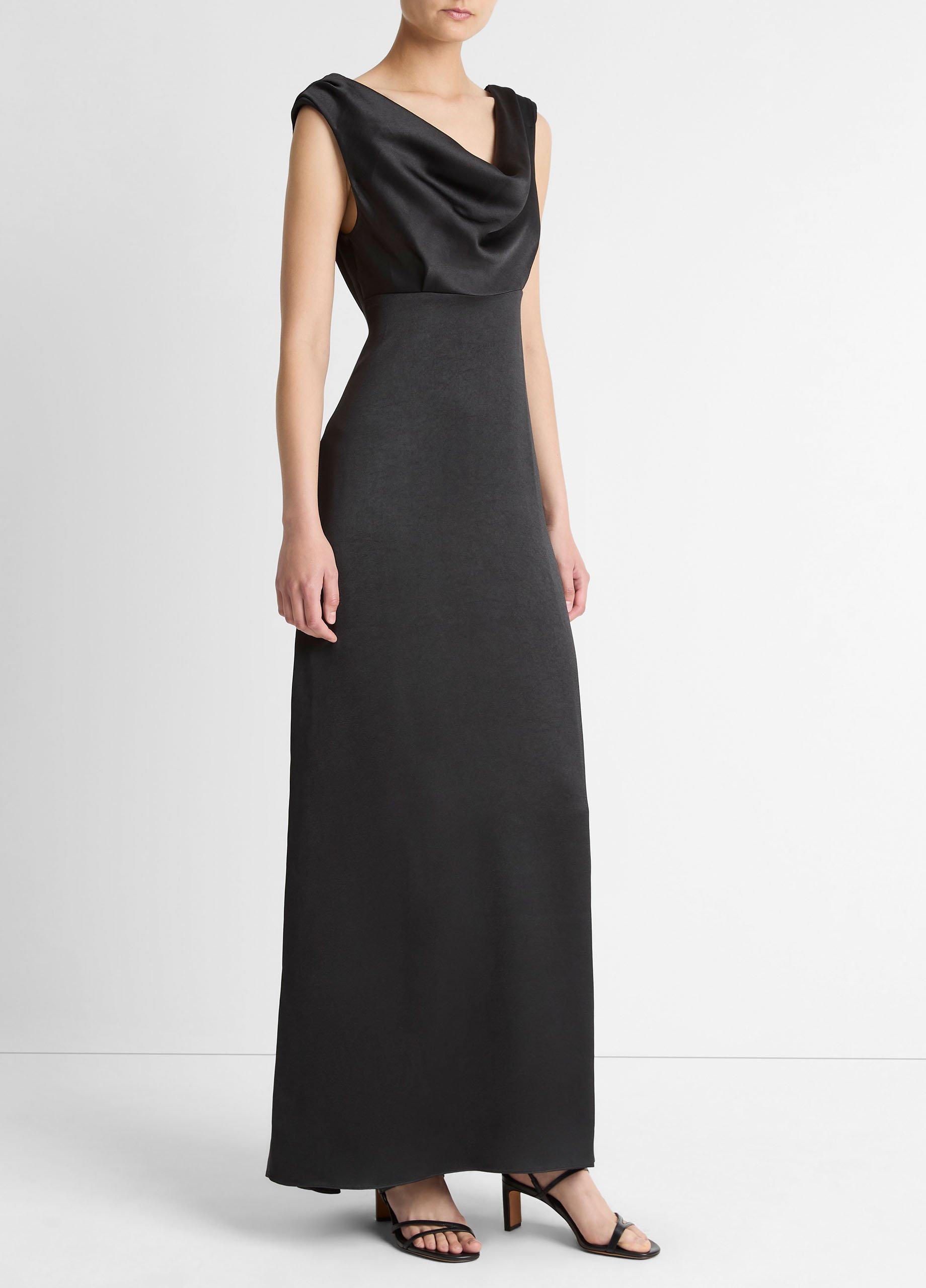 Satin Draped Cowl-Neck Maxi Dress image number 1
