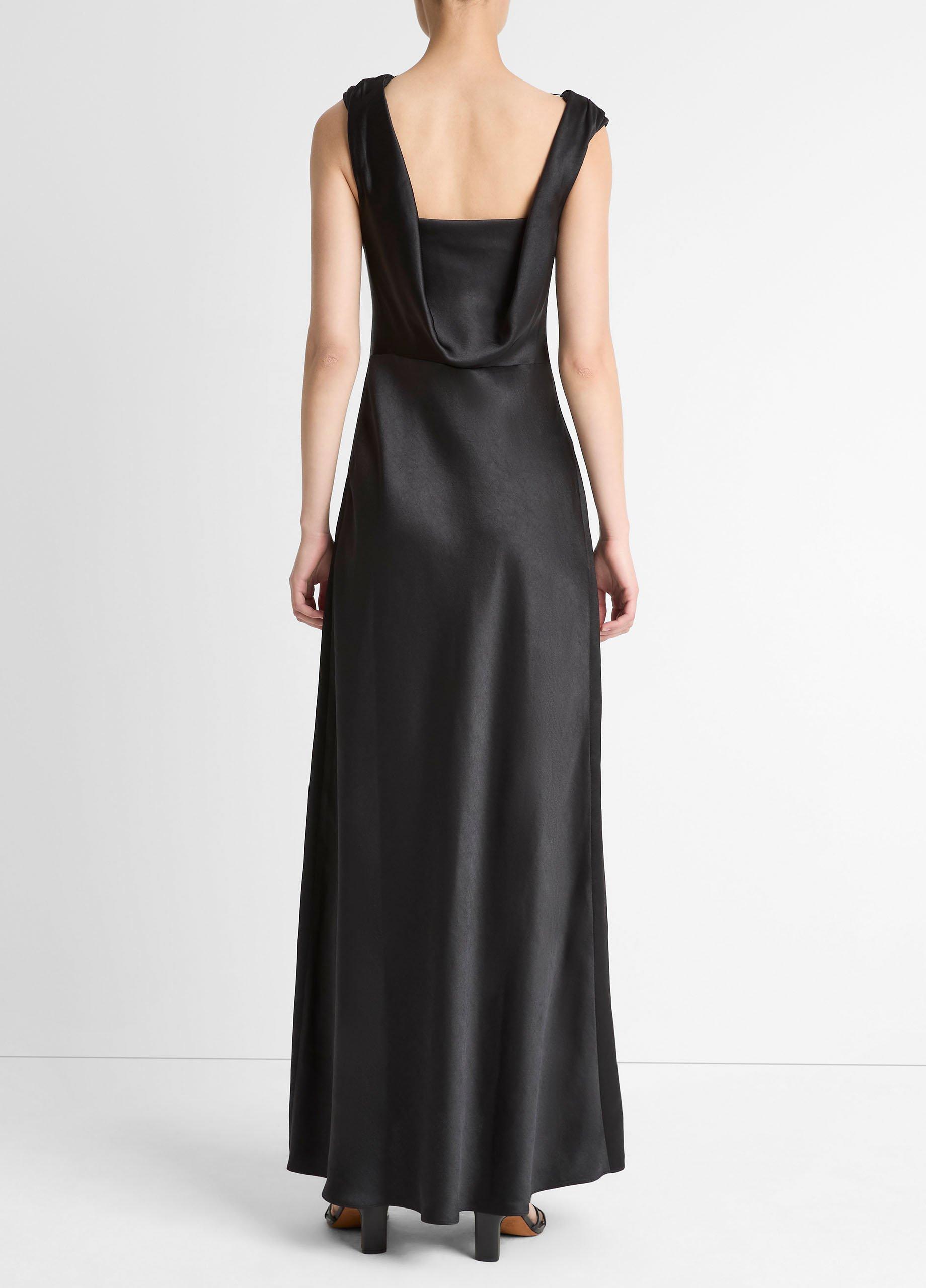 Satin Draped Cowl-Neck Maxi Dress image number 2