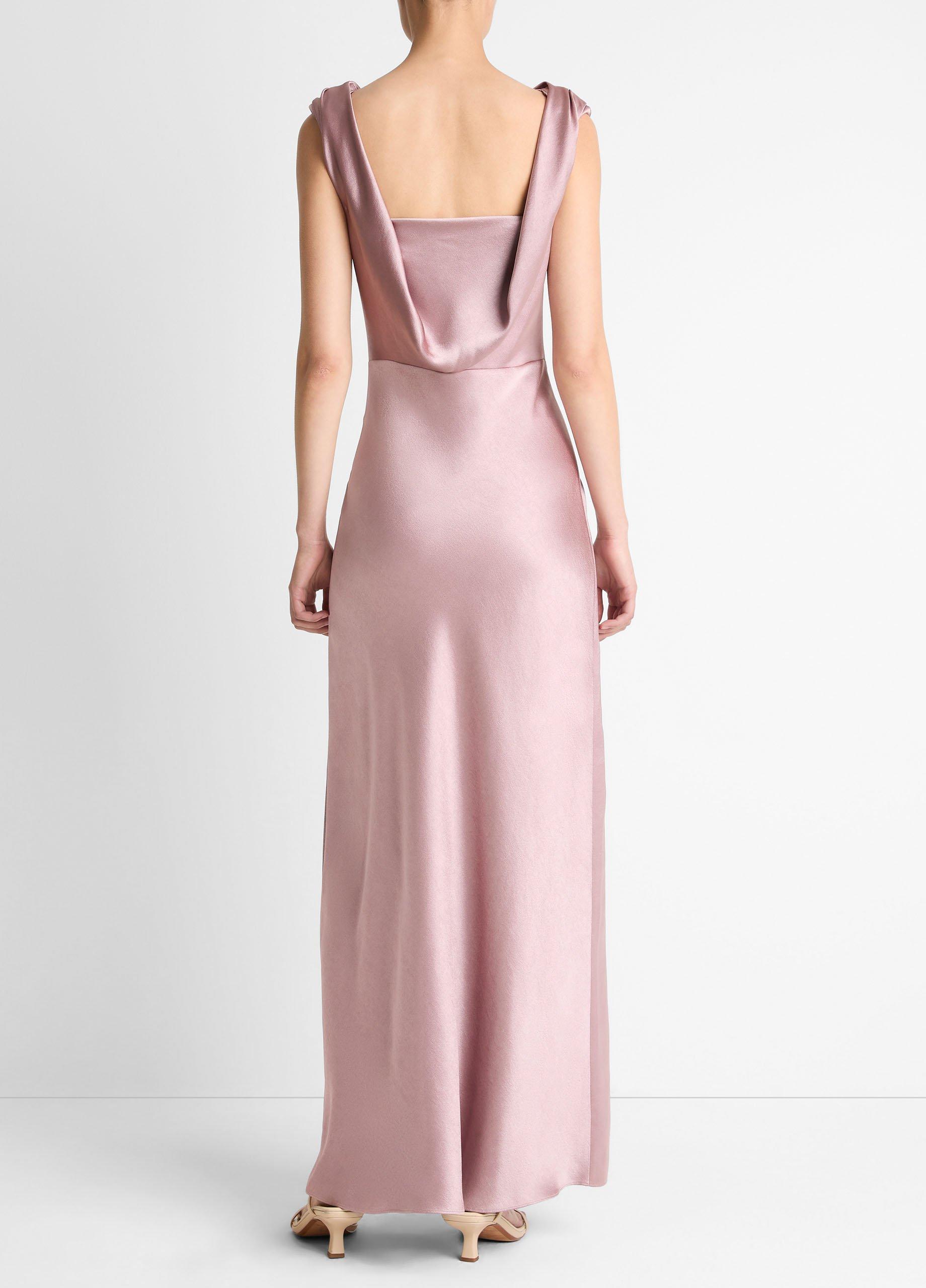 Satin Draped Cowl-Neck Maxi Dress image number 2