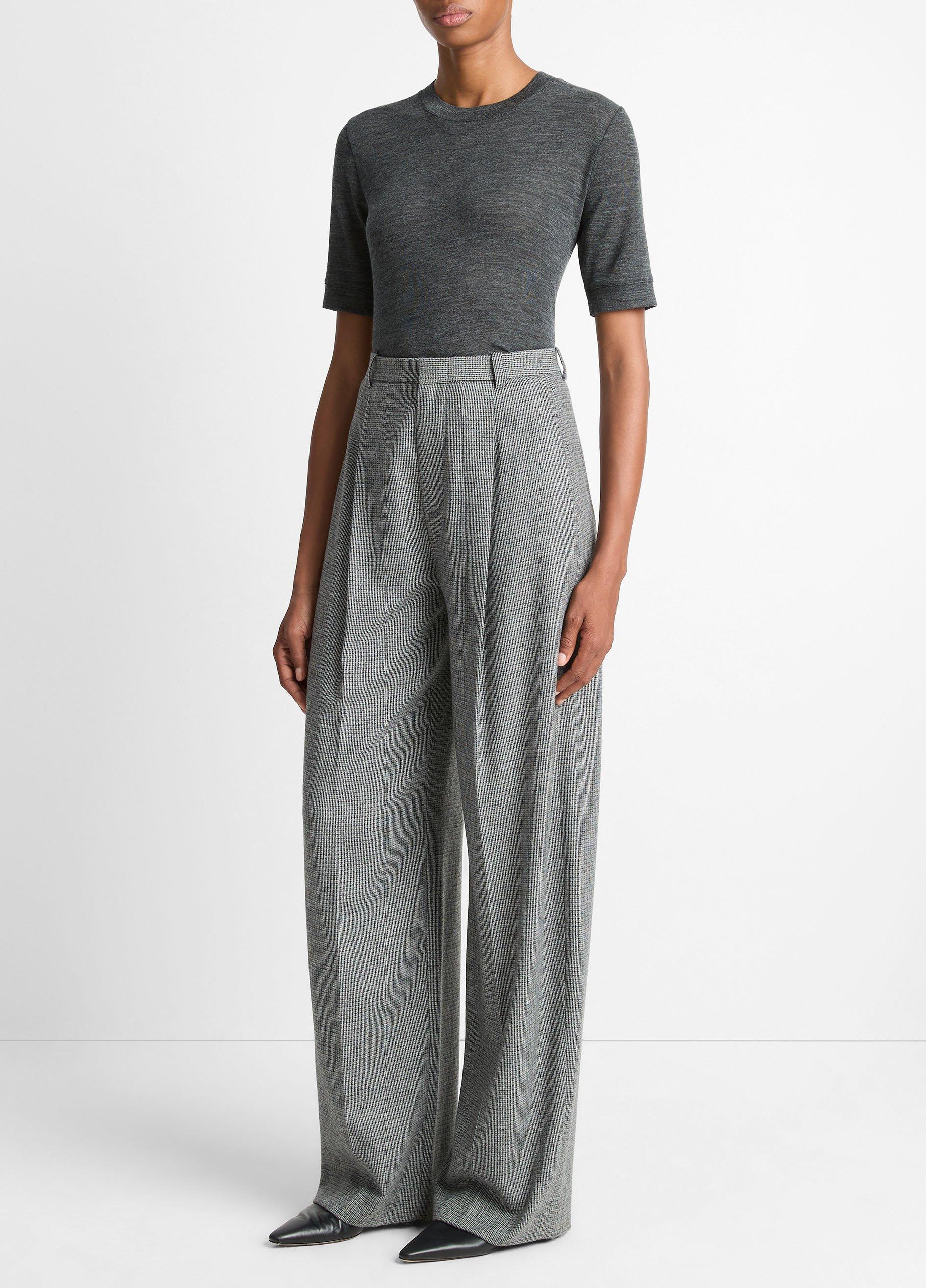 Roma Check Italian Wool-Blend High-Waist Trouser image number 1