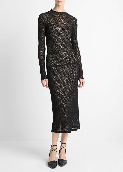 Cotton-Blend Diamond Lace Skirt