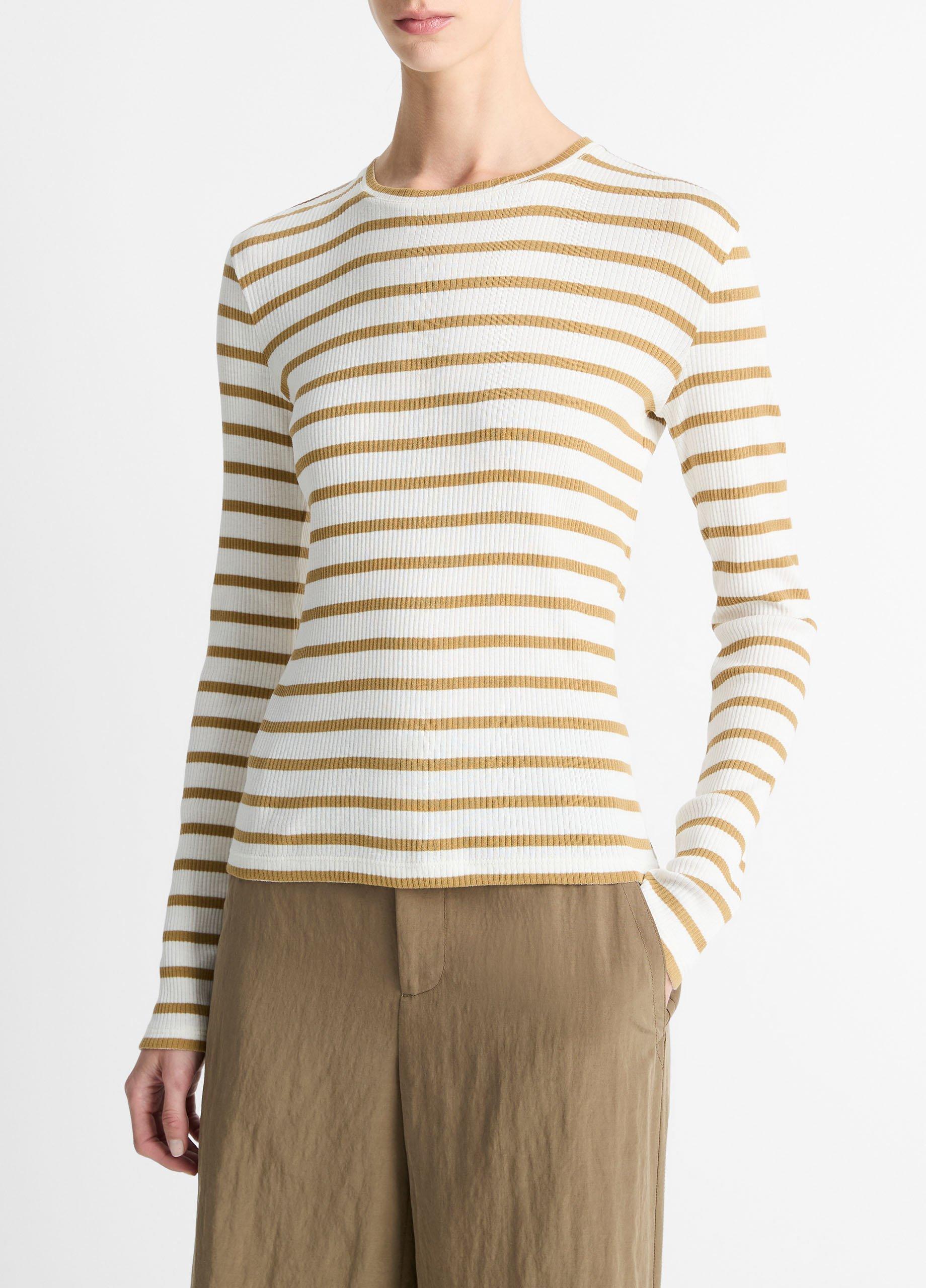 Striped Ribbed Pima Cotton Long-Sleeve T-Shirt image number 1