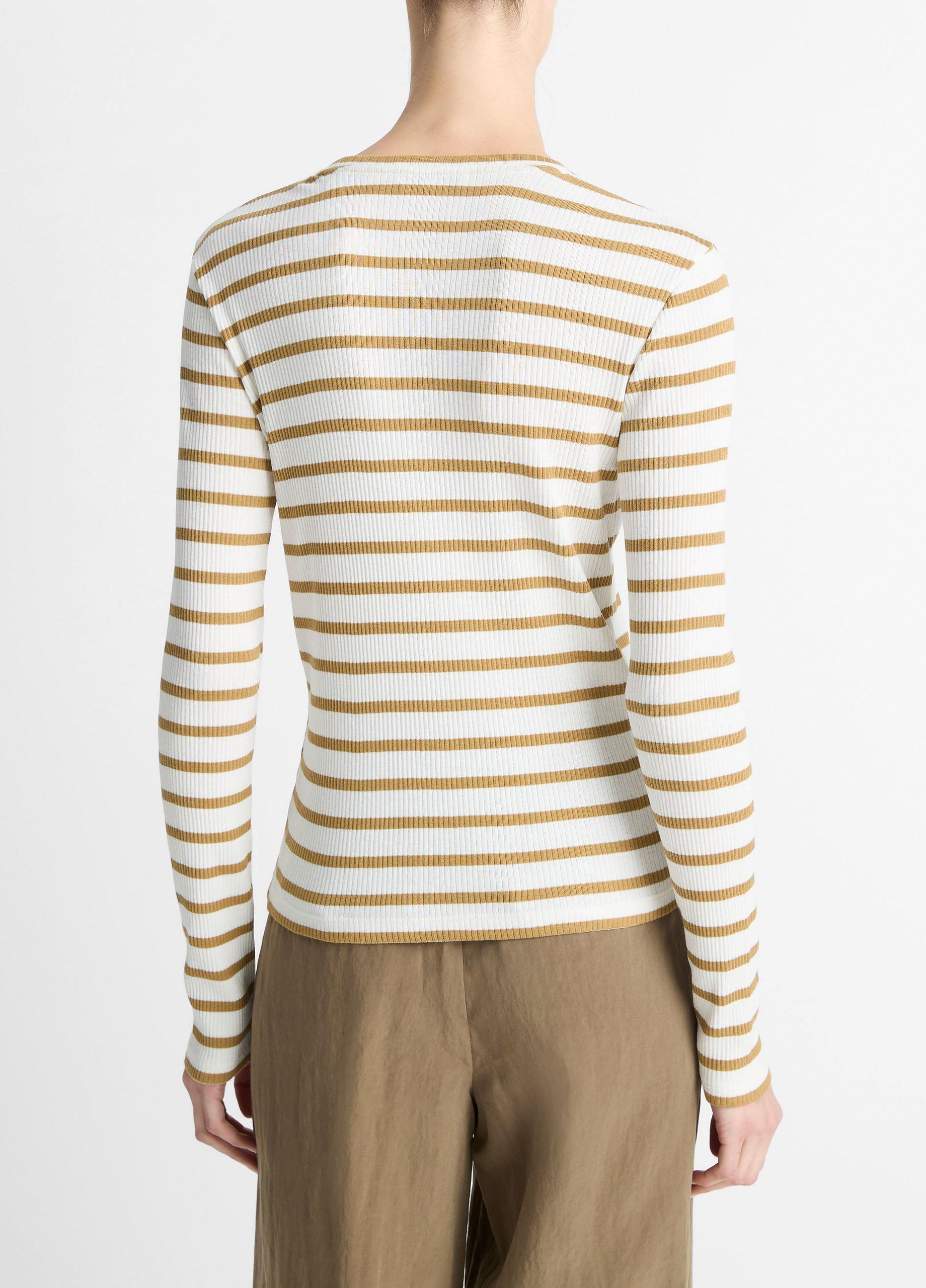 Striped Ribbed Pima Cotton Long-Sleeve T-Shirt image number 2