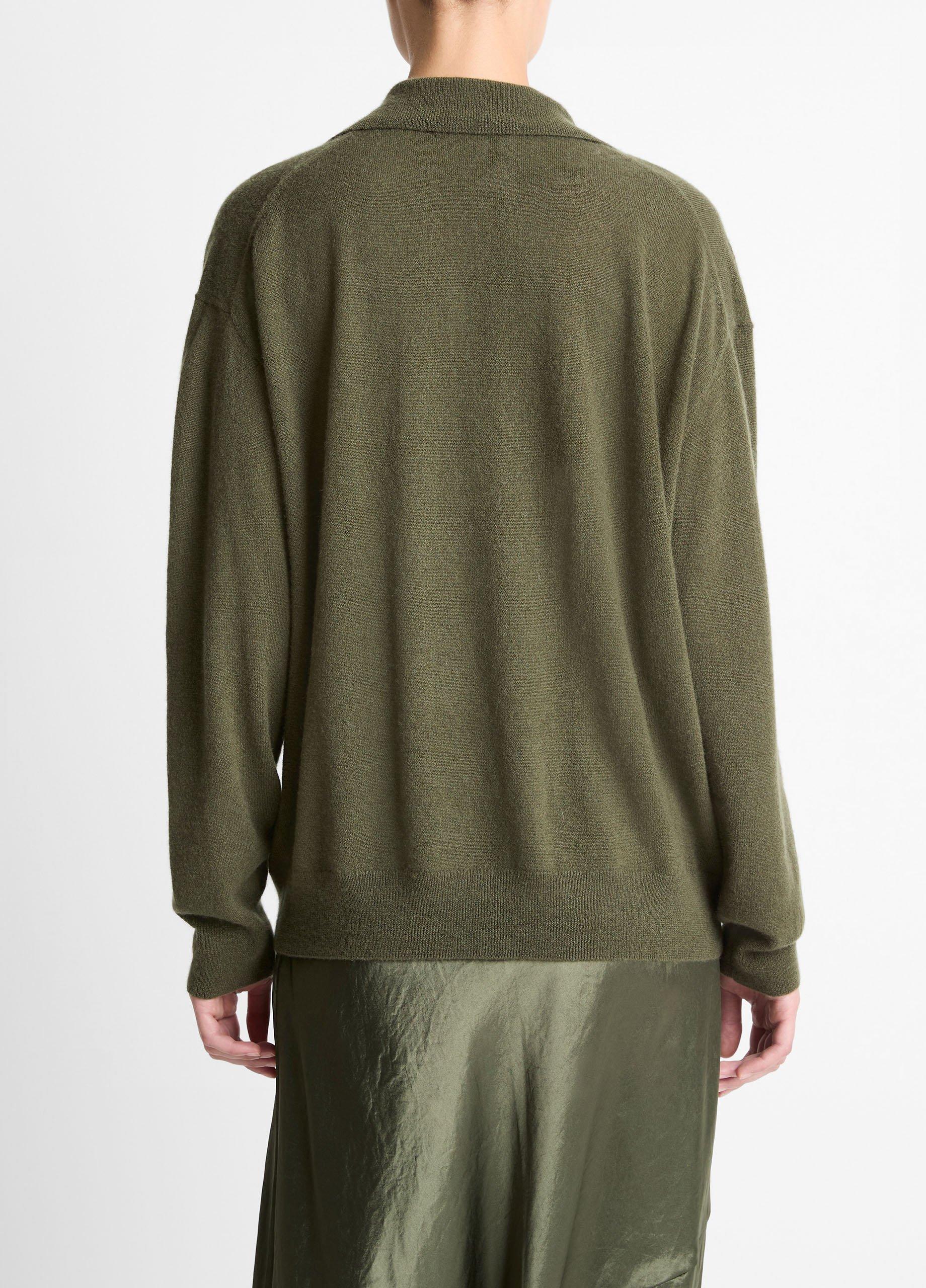 Cashmere-Silk Wide-Placket Polo Sweater image number 2