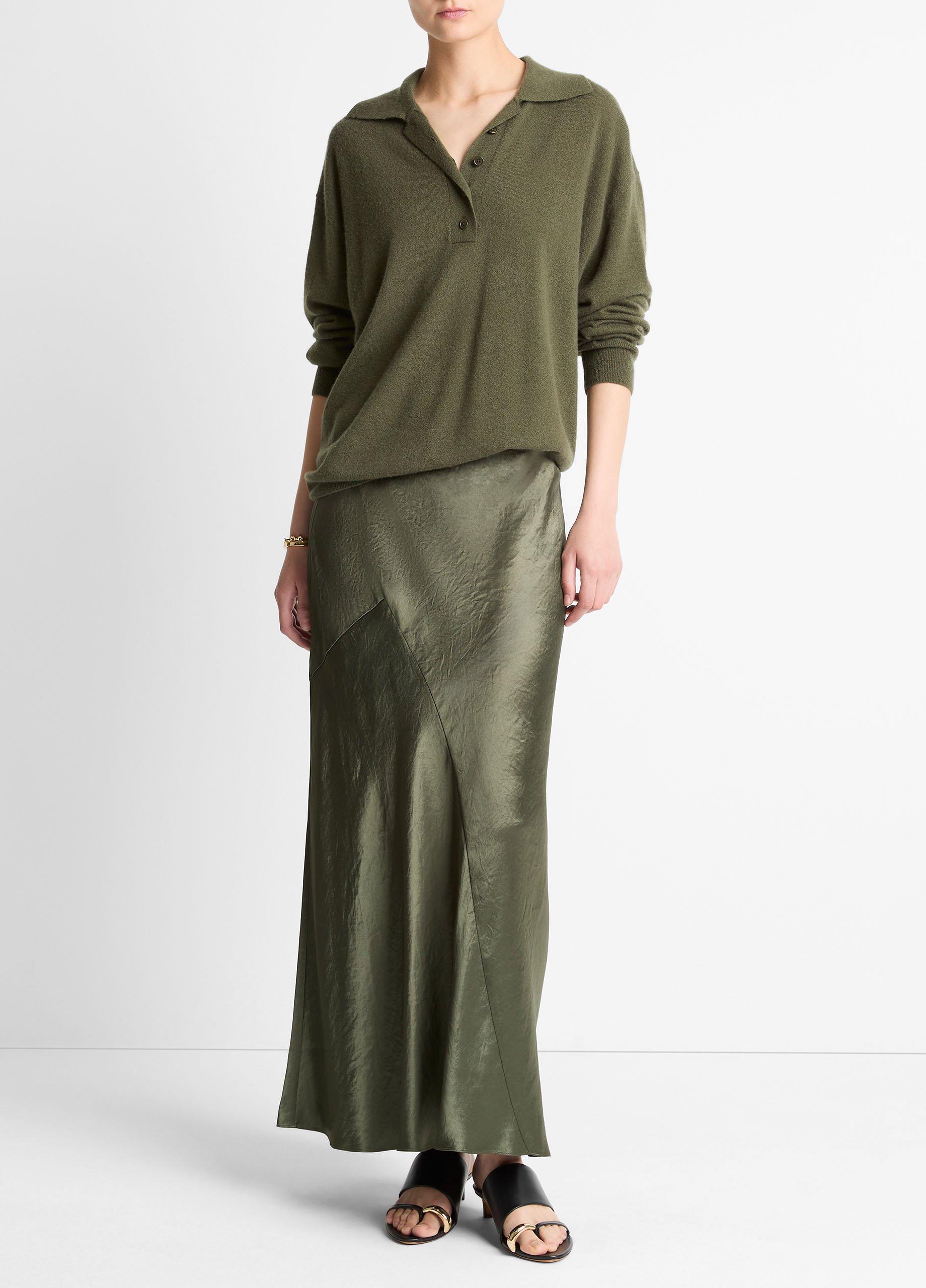 Cashmere-Silk Wide-Placket Polo Sweater image number 3