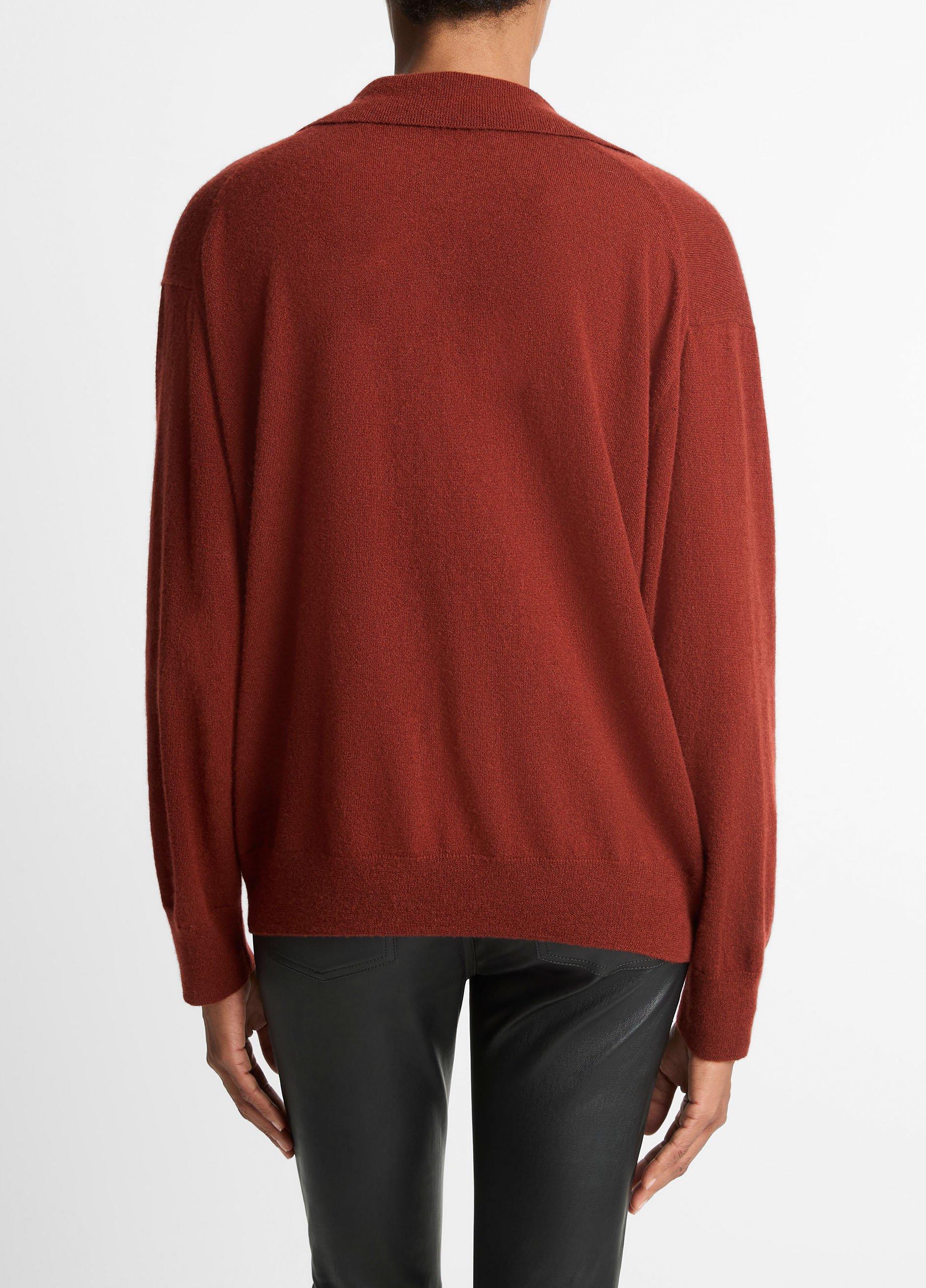 Cashmere-Silk Wide-Placket Polo Sweater image number 2