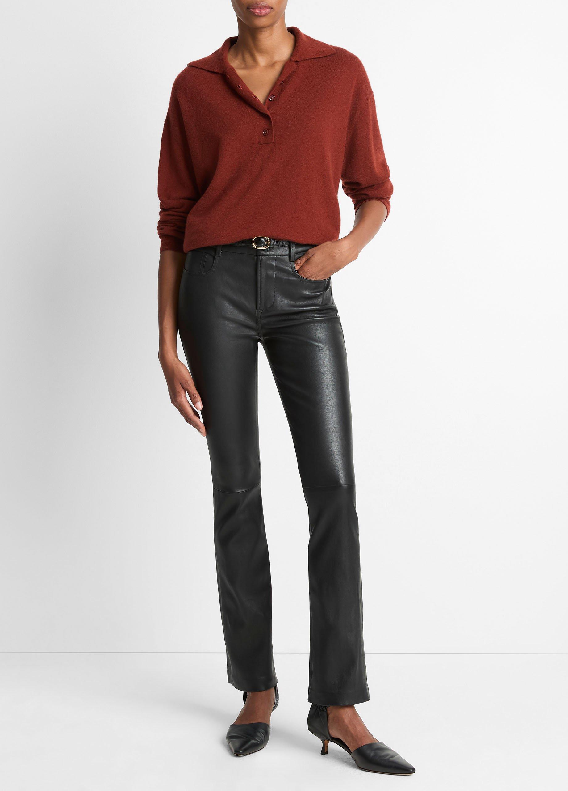 Cashmere-Silk Wide-Placket Polo Sweater image number 3