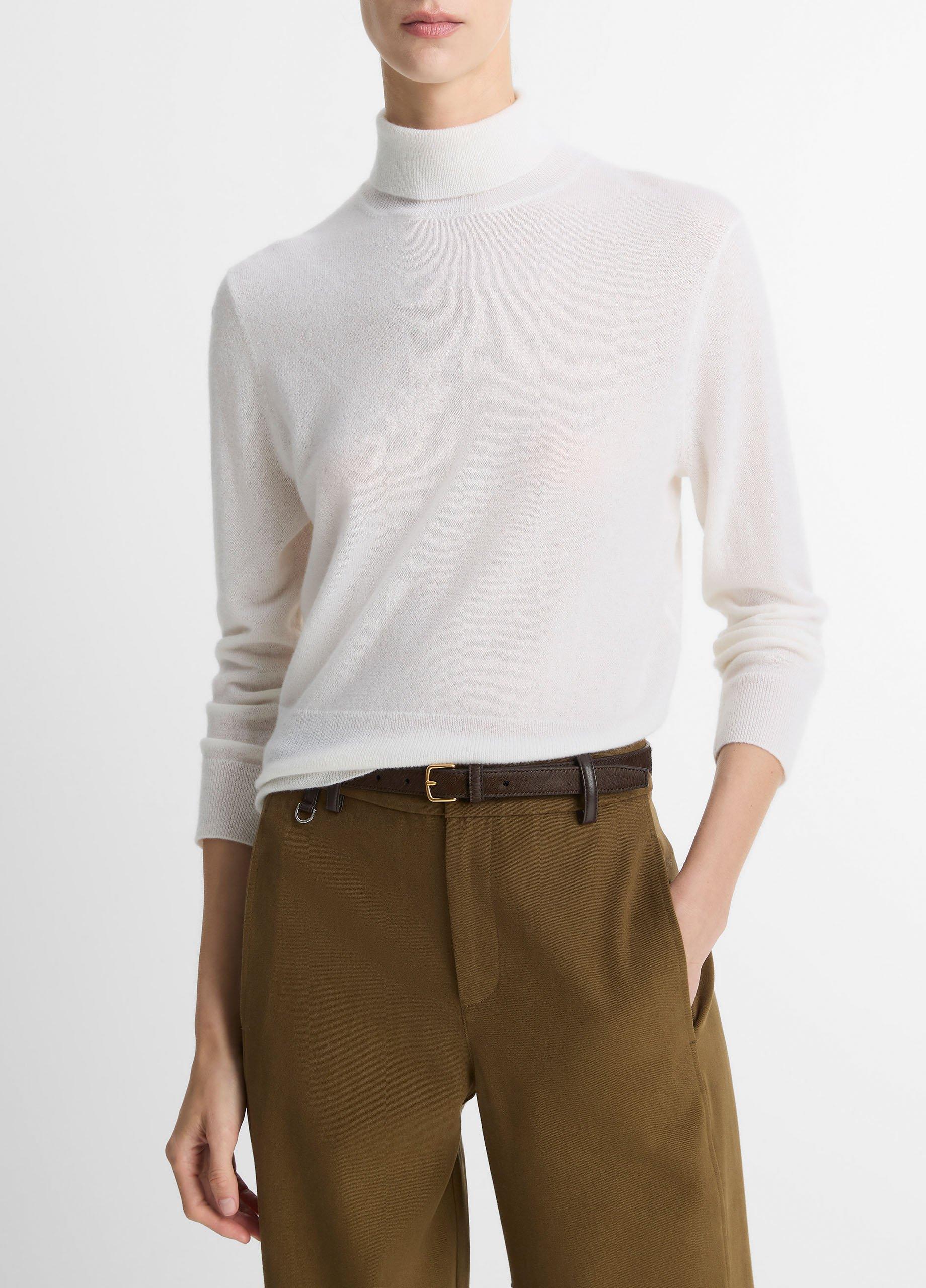 Cashmere-Silk Three-Quarter-Sleeve Mock-Neck Sweater image number 0