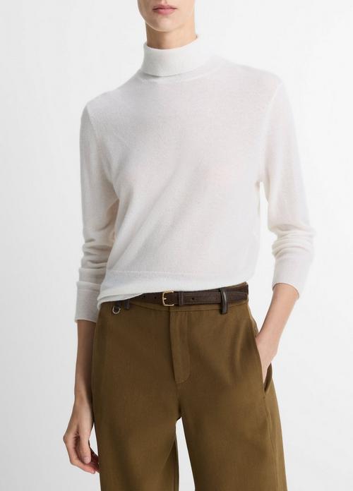 Cashmere-Silk Three-Quarter-Sleeve Mock-Neck Sweater