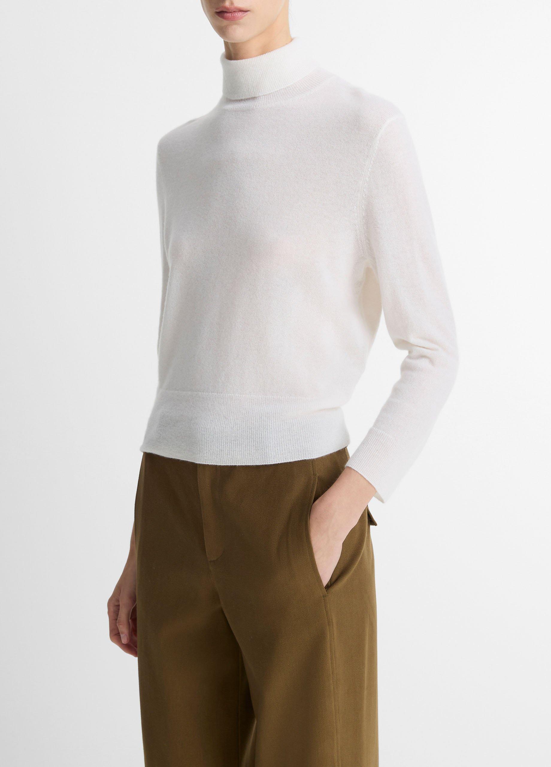 Cashmere-Silk Three-Quarter-Sleeve Mock-Neck Sweater image number 1