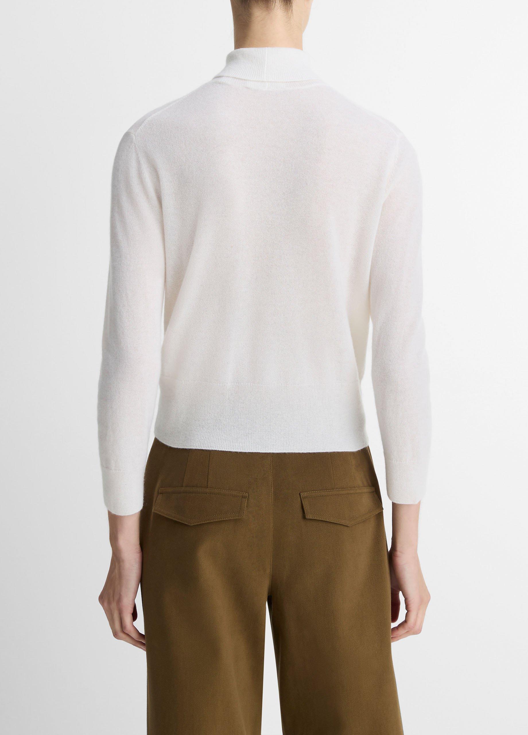 Cashmere-Silk Three-Quarter-Sleeve Mock-Neck Sweater image number 2