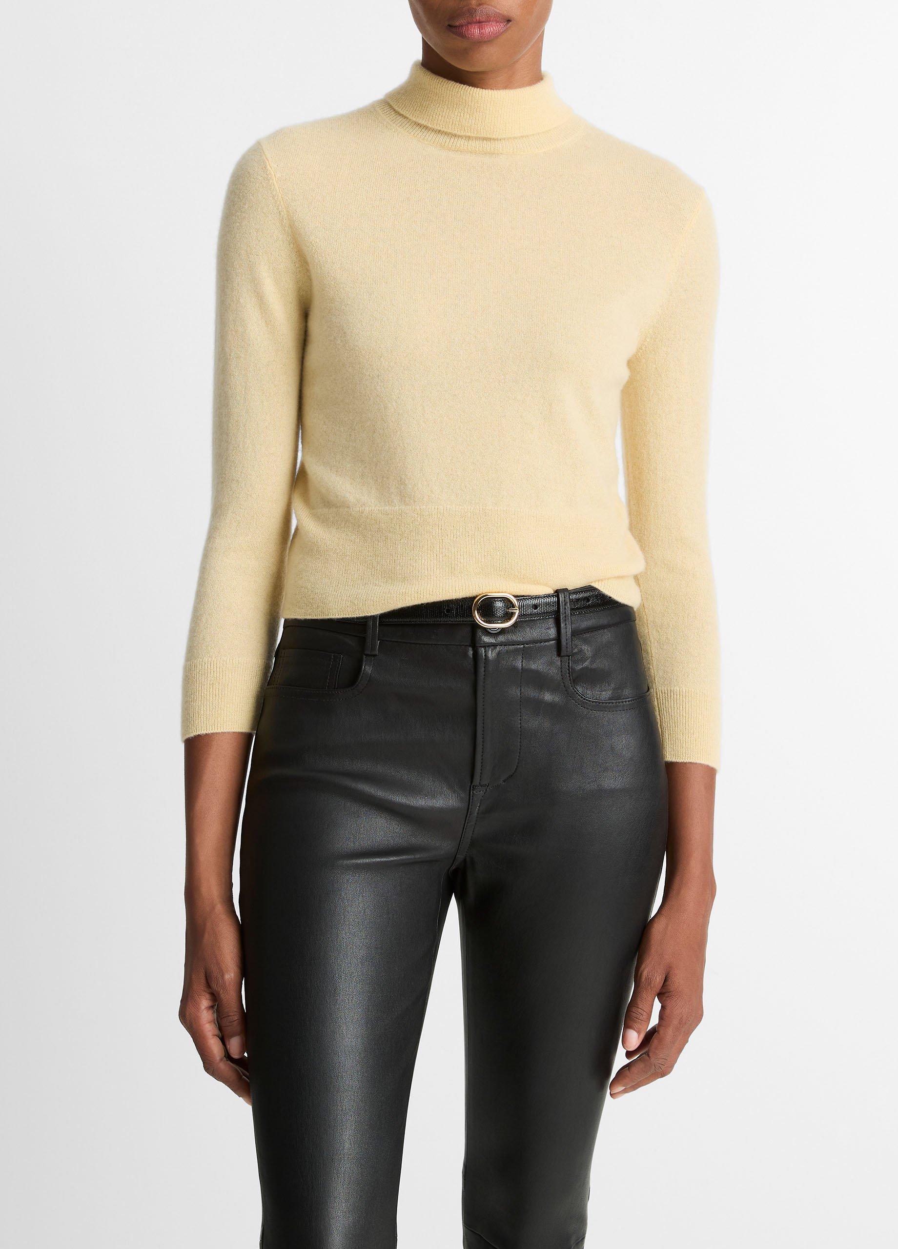 Cashmere-Silk Three-Quarter-Sleeve Mock-Neck Sweater image number 0