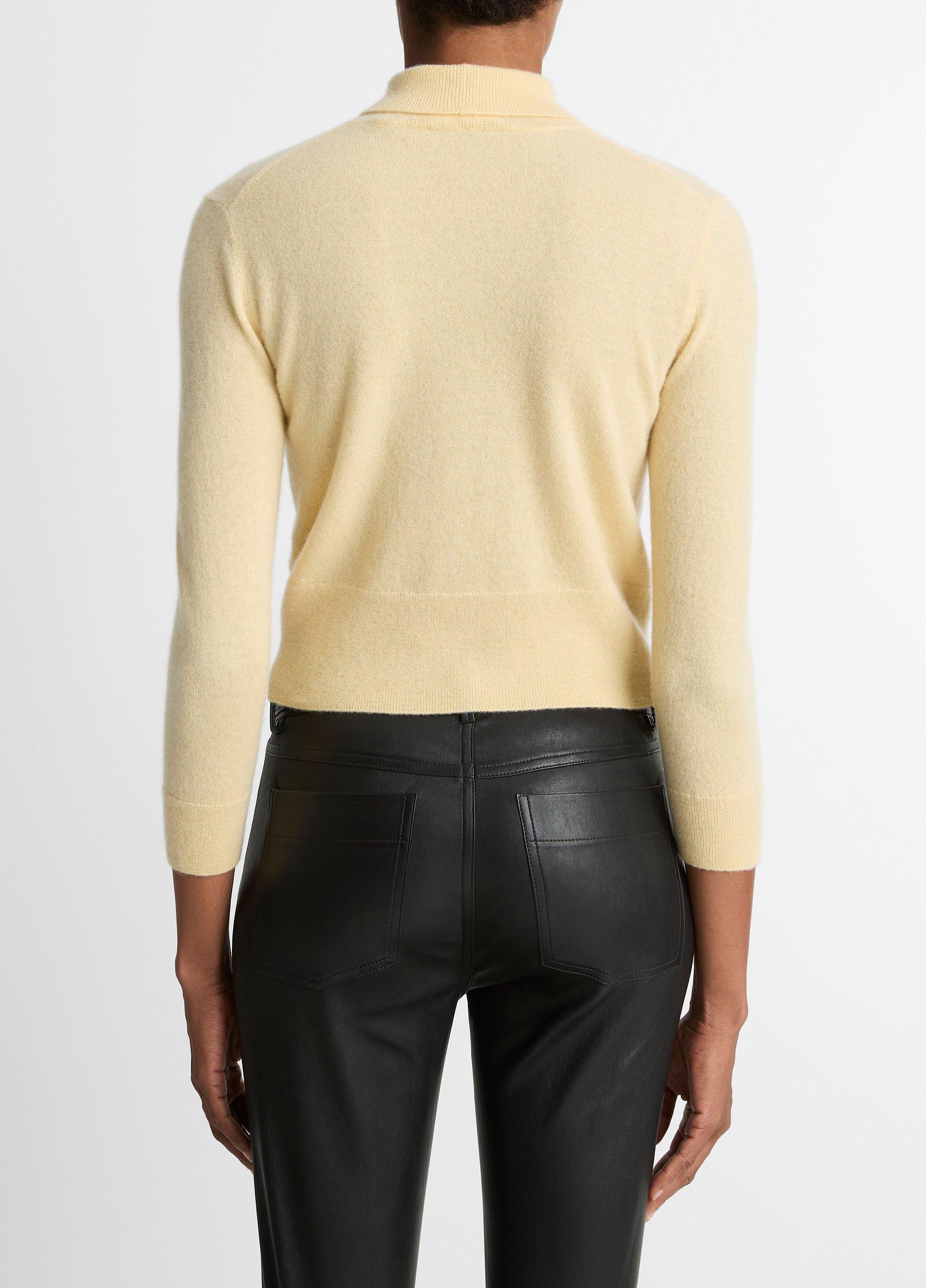 Cashmere-Silk Three-Quarter-Sleeve Mock-Neck Sweater in Sweaters