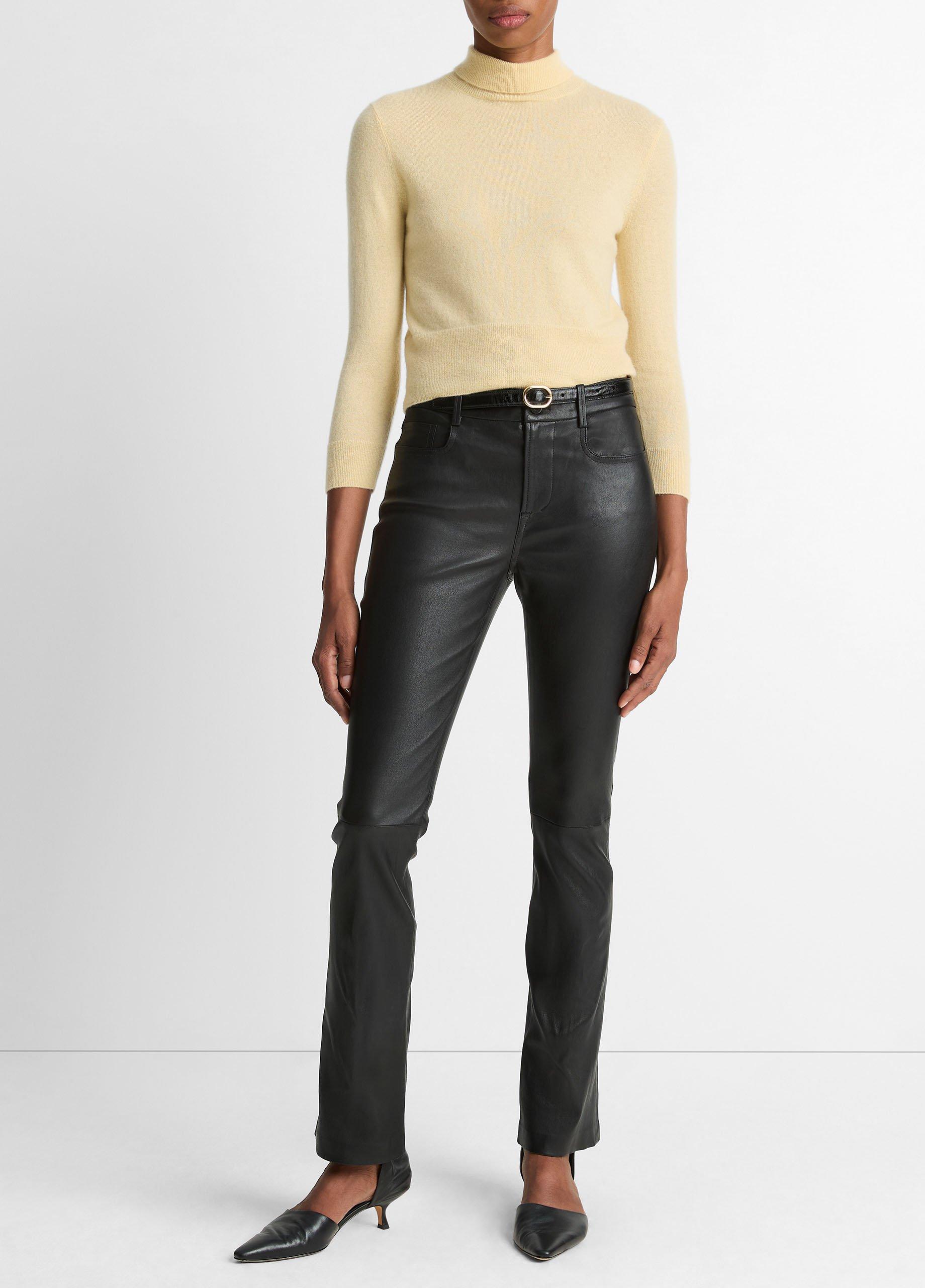 Cashmere-Silk Three-Quarter-Sleeve Mock-Neck Sweater image number 3