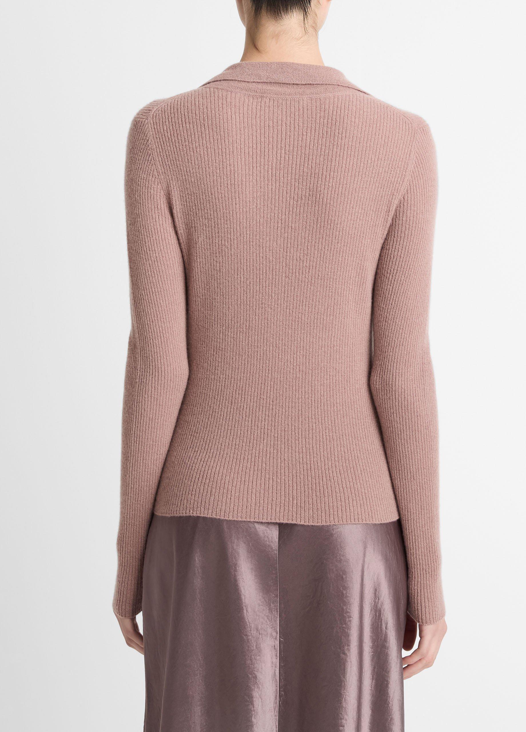 Ribbed Cashmere-Silk Polo Sweater image number 2