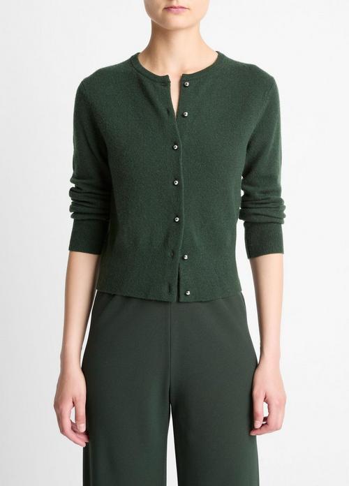 Metal-Button Wool & Cashmere-Blend Cardigan