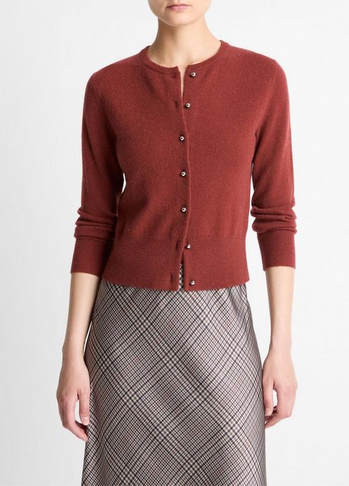 Metal-Button Wool & Cashmere-Blend Cardigan