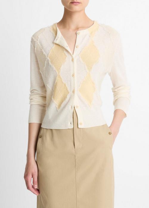 Hand-Cut Argyle Wool-Blend Cardigan