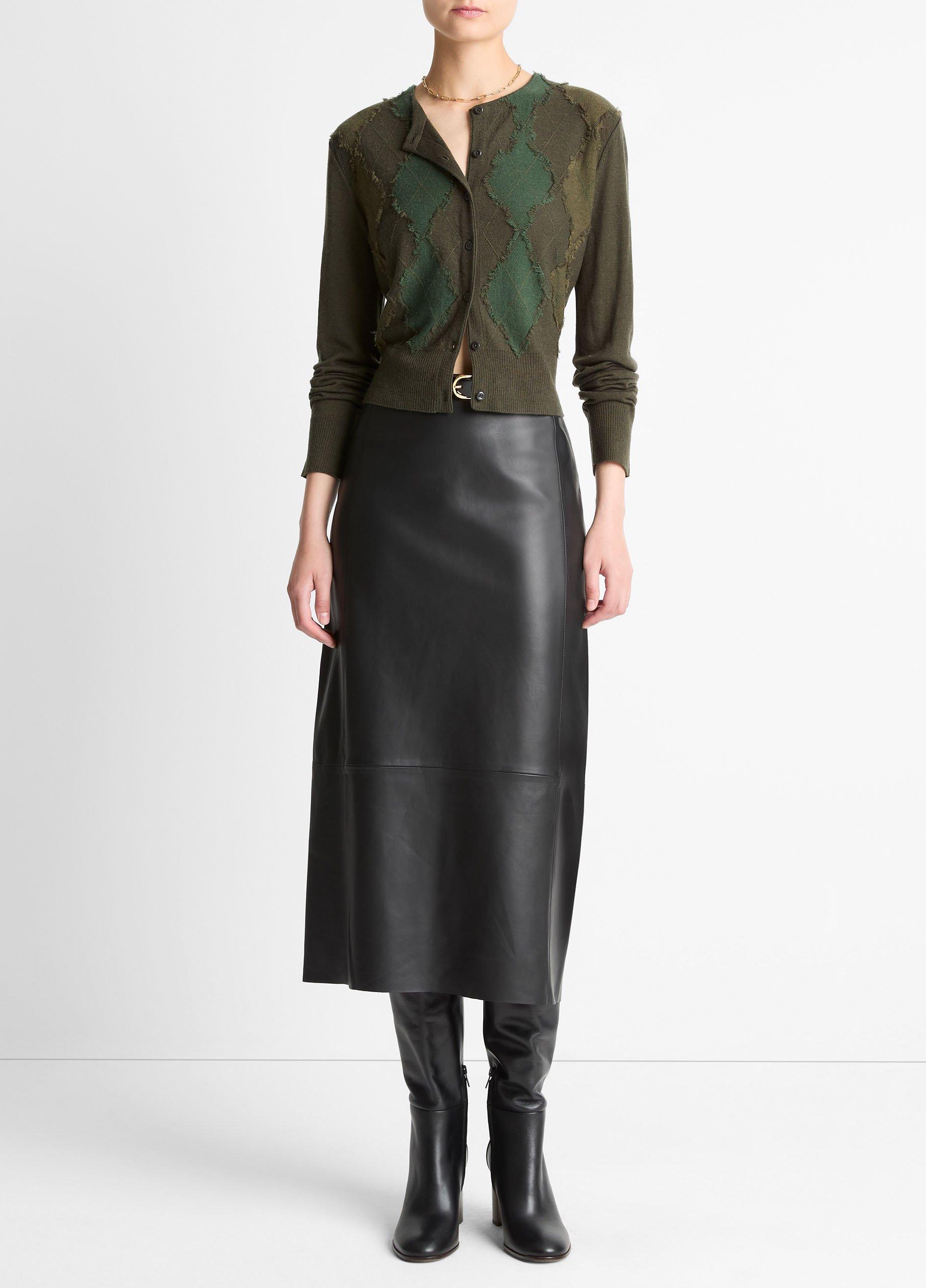 Hand-Cut Argyle Wool-Blend Cardigan image number 3